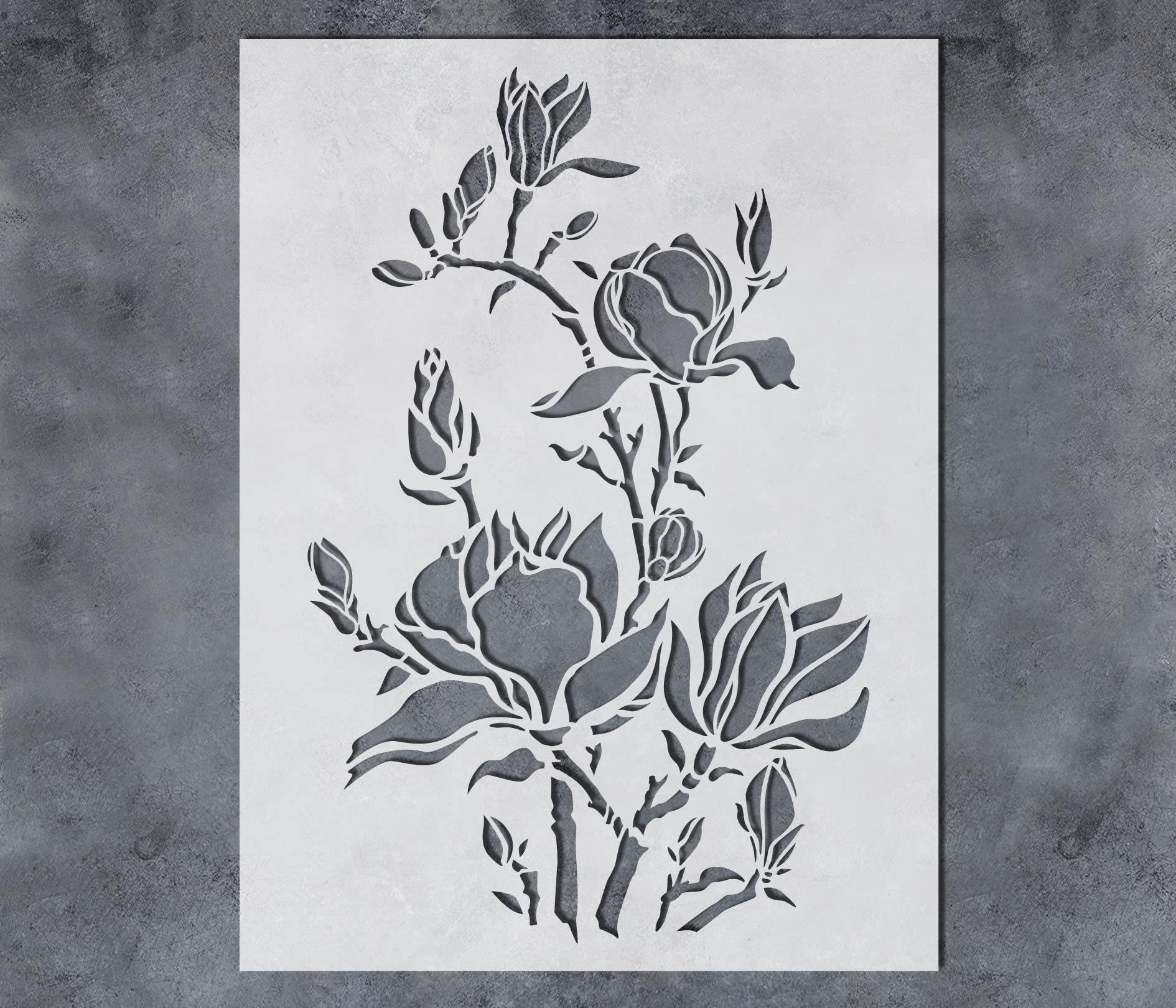 GSS Designs Large Magnolia Flower Stencils 12x16 Inch - Reusable Painting Templates for Wood, Canvas, Paper, Fabric, Wall & Tile - Perfect for DIY Home Decor, Wall Art, and Craft Projects