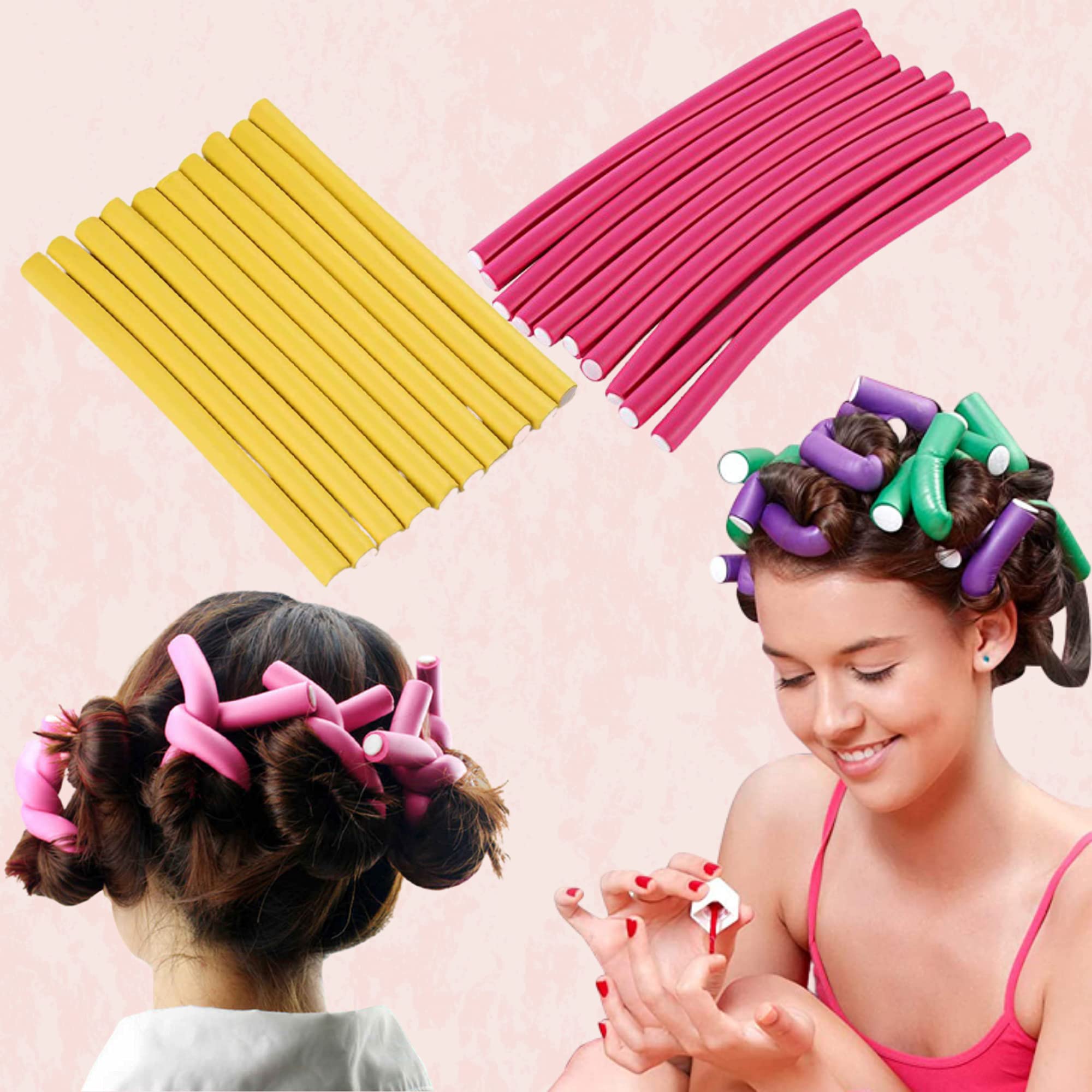 Sister Heatless Hair Curlers - 20pcs Soft Flexi Rods for Natural Curls & Waves - Home & Travel Styling