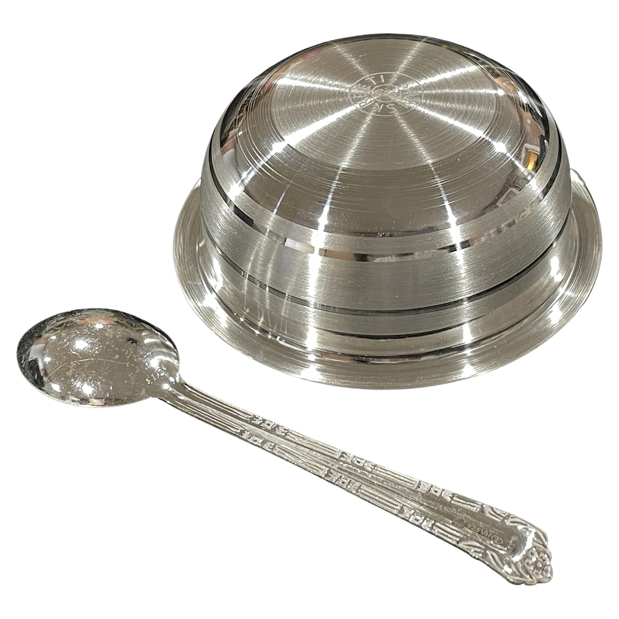 999 Pure Silver 3.75 Inch Bowl & Spoon Set - Elegant Dining Gift for Special Occasions, Perfect for Wedding, Anniversary & Luxury Home Decor