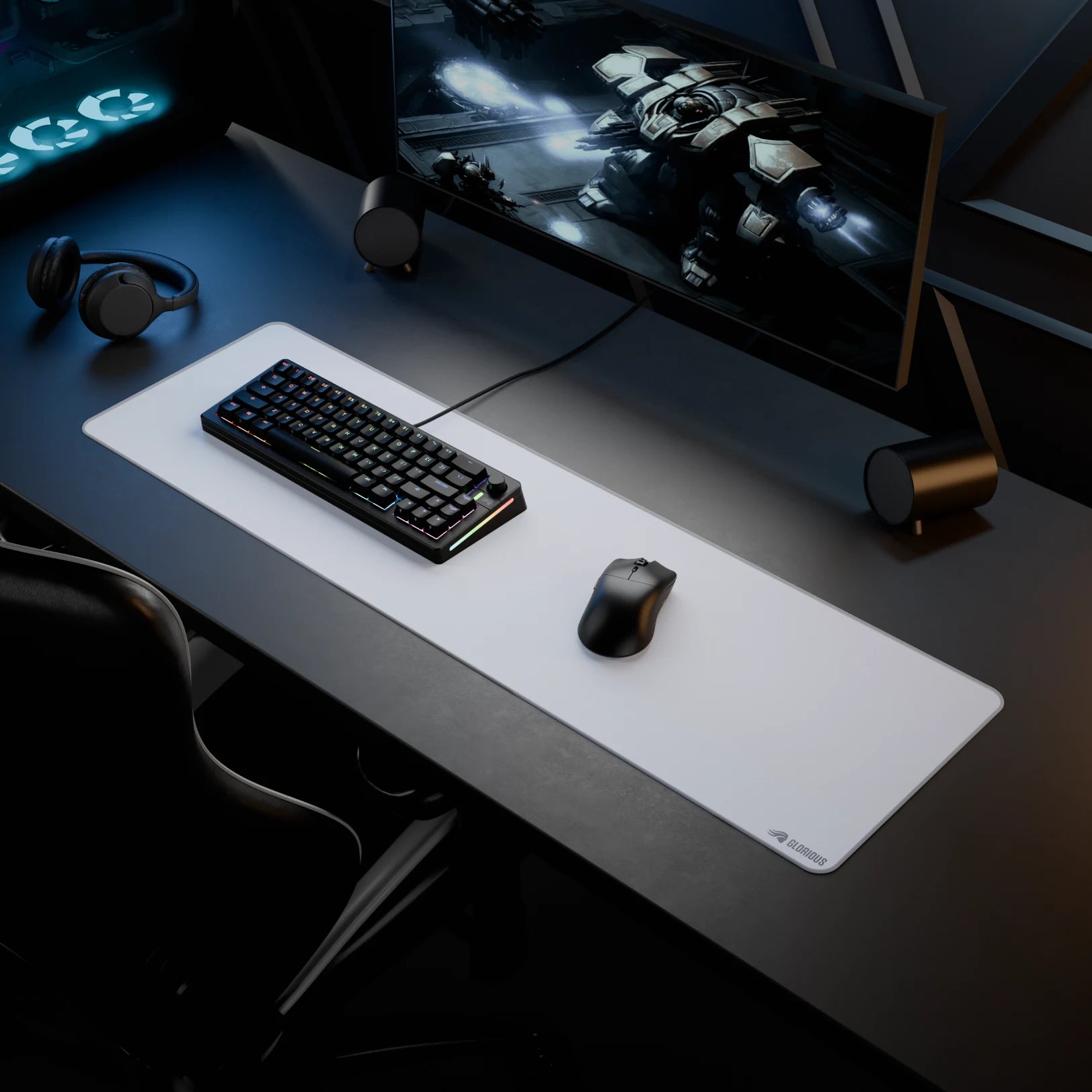 GMP 2 White Stitched Cloth Gaming Mouse Pad - Large Non-Slip Surface for PC & Laptop - Perfect for Esports, Office Work & Home Gaming Setup