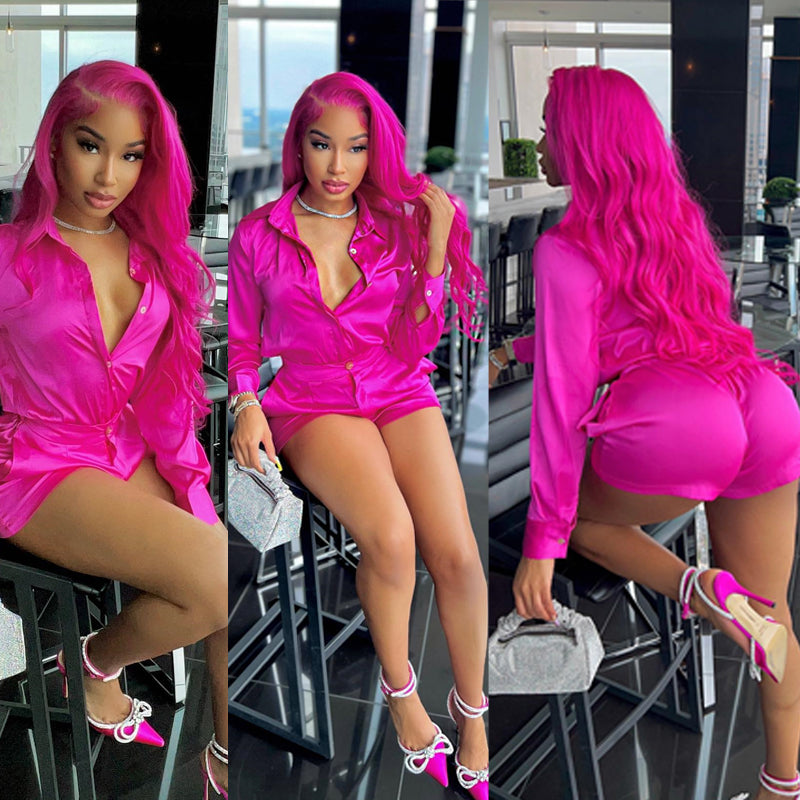 Eullair Fuchsia Pink Straight Human Hair Wig - Rose Red Body Wave Lace Frontal Wig for Women (EW001) | Perfect for Cosplay, Parties & Daily Wear