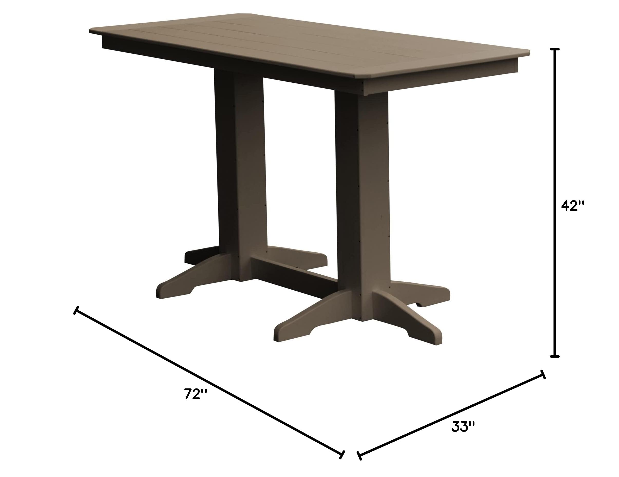 **6ft Bar Table with Poly Lumber Top - Weather-Resistant Weathered Wood Finish - Perfect for Outdoor Patio, Deck, or Pub Setting**