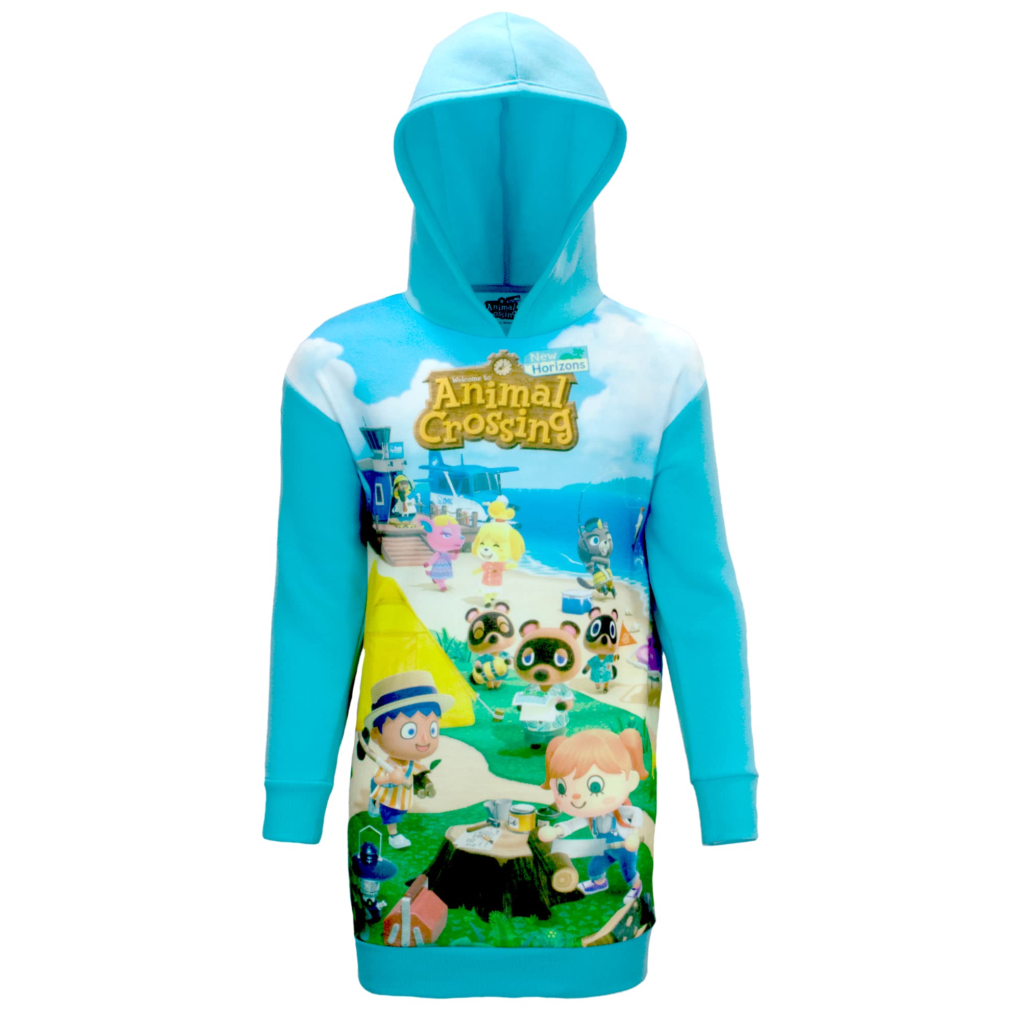 Nintendo Animal Crossing New Horizons Hooded Dress for Girls - Cute Gamer Hoodie Dress for Cosplay, Gaming & Casual Wear