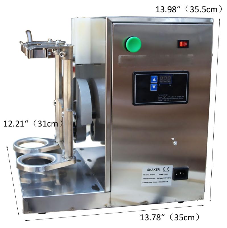 Electric Milk Shaker Machine - Double Cup Stainless Steel Cocktail & Bubble Tea Shaker with 750ml Steel Cups & 700ml Transparent Cups - Perfect for Coffee Shops, Boba Tea Stores & Home Bars