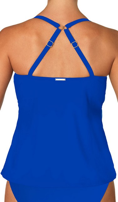 Azul F792 Shirred Underwire Tankini Swimsuit - Women's Sexy High Waist Bikini Top with Adjustable Straps for Beach, Pool & Summer Vacation