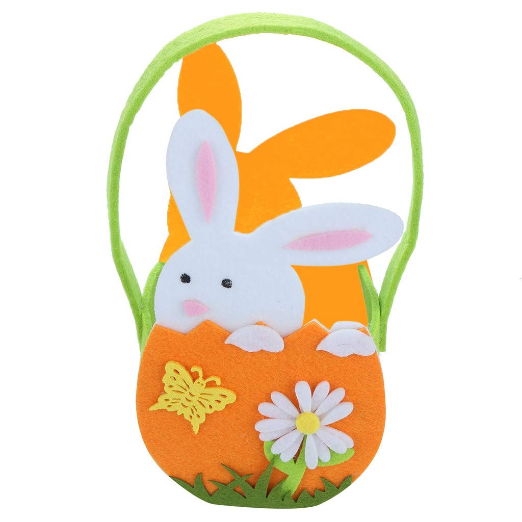 Easter Bunny Basket Bags for Kids - Cute Rabbit Egg Hunt Tote with Handle for Easter Candy, Toys & Gifts - Perfect for Easter Egg Hunts, Party Decorations & Spring Celebrations (1#Bunny)