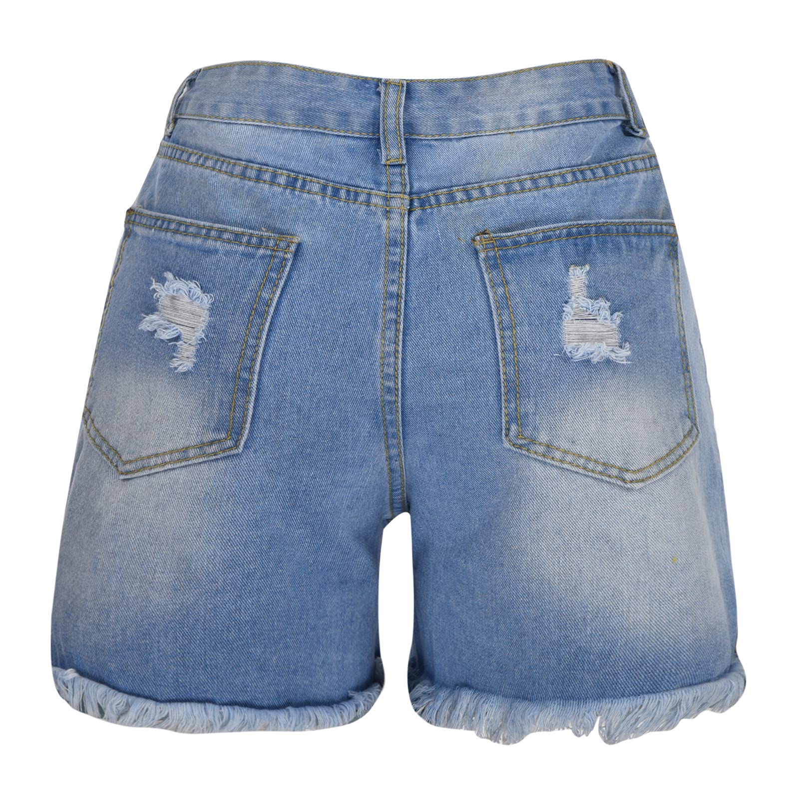 Women's High Waisted Ripped Denim Shorts - Vintage Stretch Summer Casual for Beach & Outings