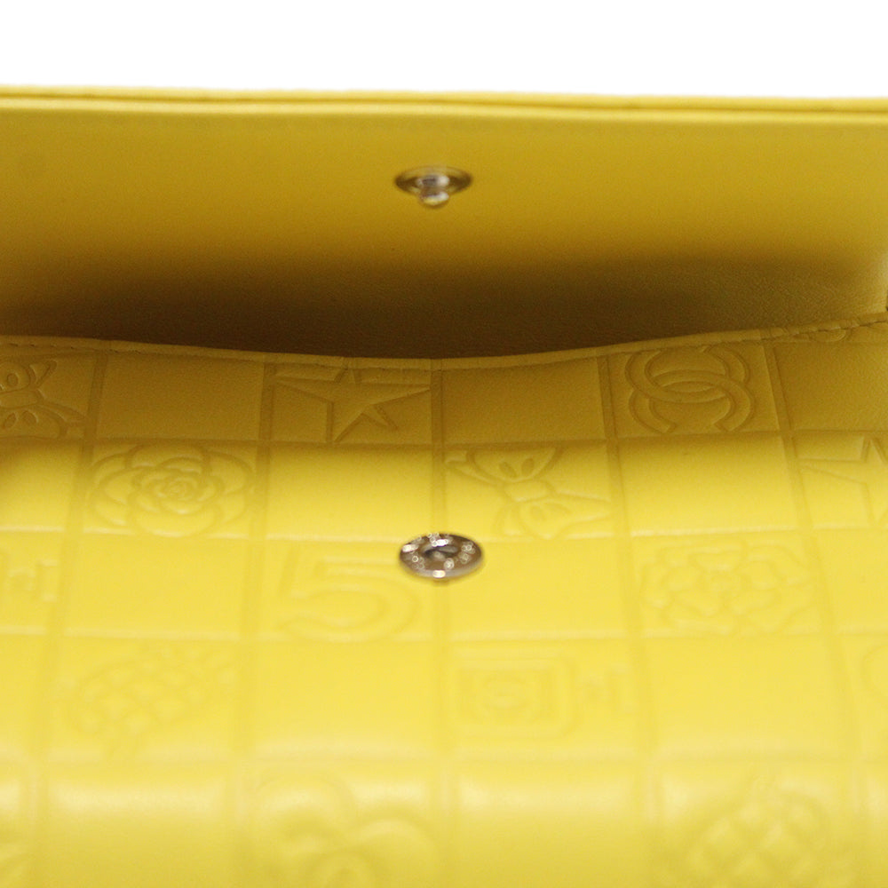 Authentic Chanel Yellow Lambskin Small Wallet with Embossed Lucky Symbols - Luxury Women's Accessory for Everyday Use & Special Occasions