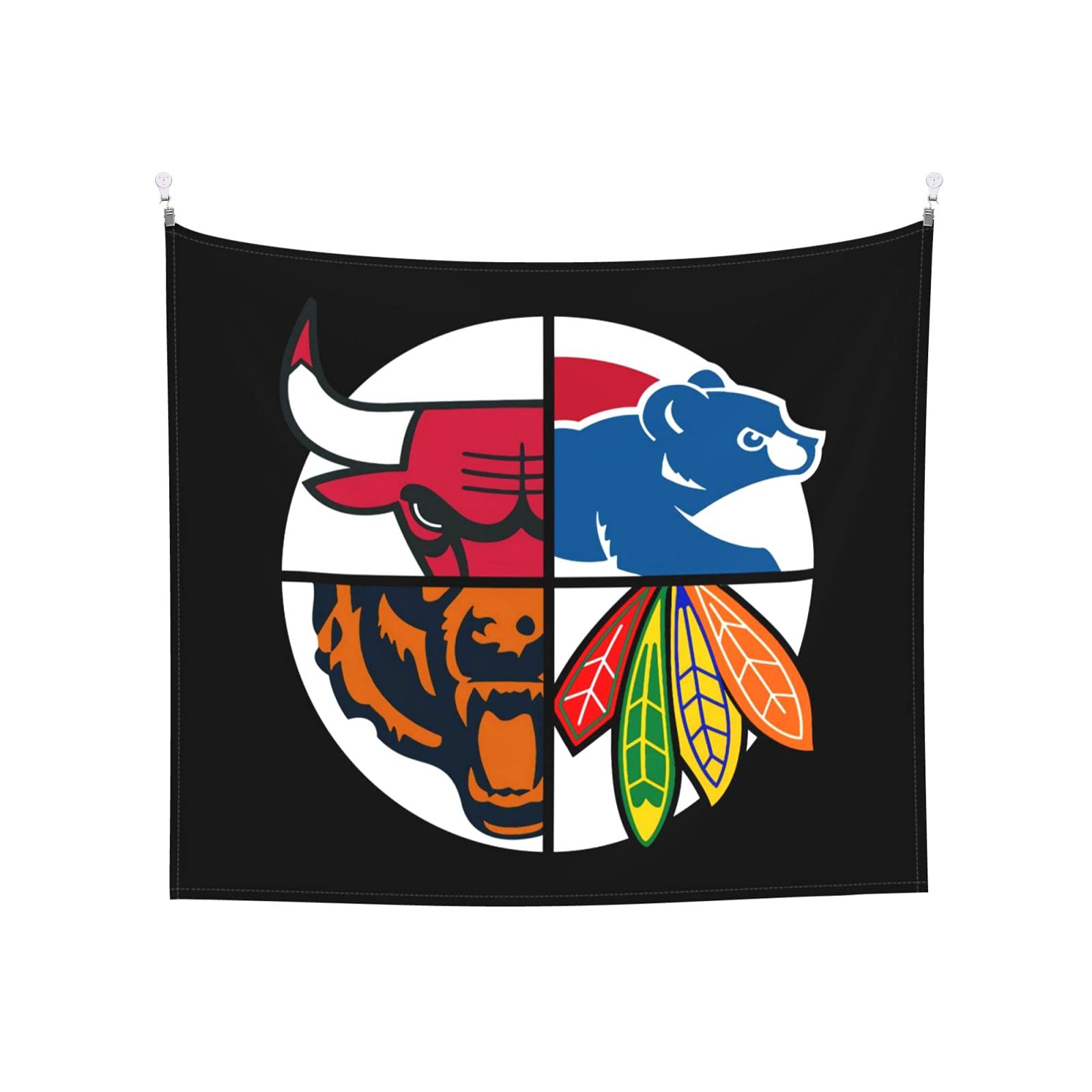 Cuywiiu Chicago Sports Teams Tapestry - 60x51 Inch Wall Art Decor for Bedroom, Living Room, Game Room | Perfect Gift for Fans, Home & Office Decoration