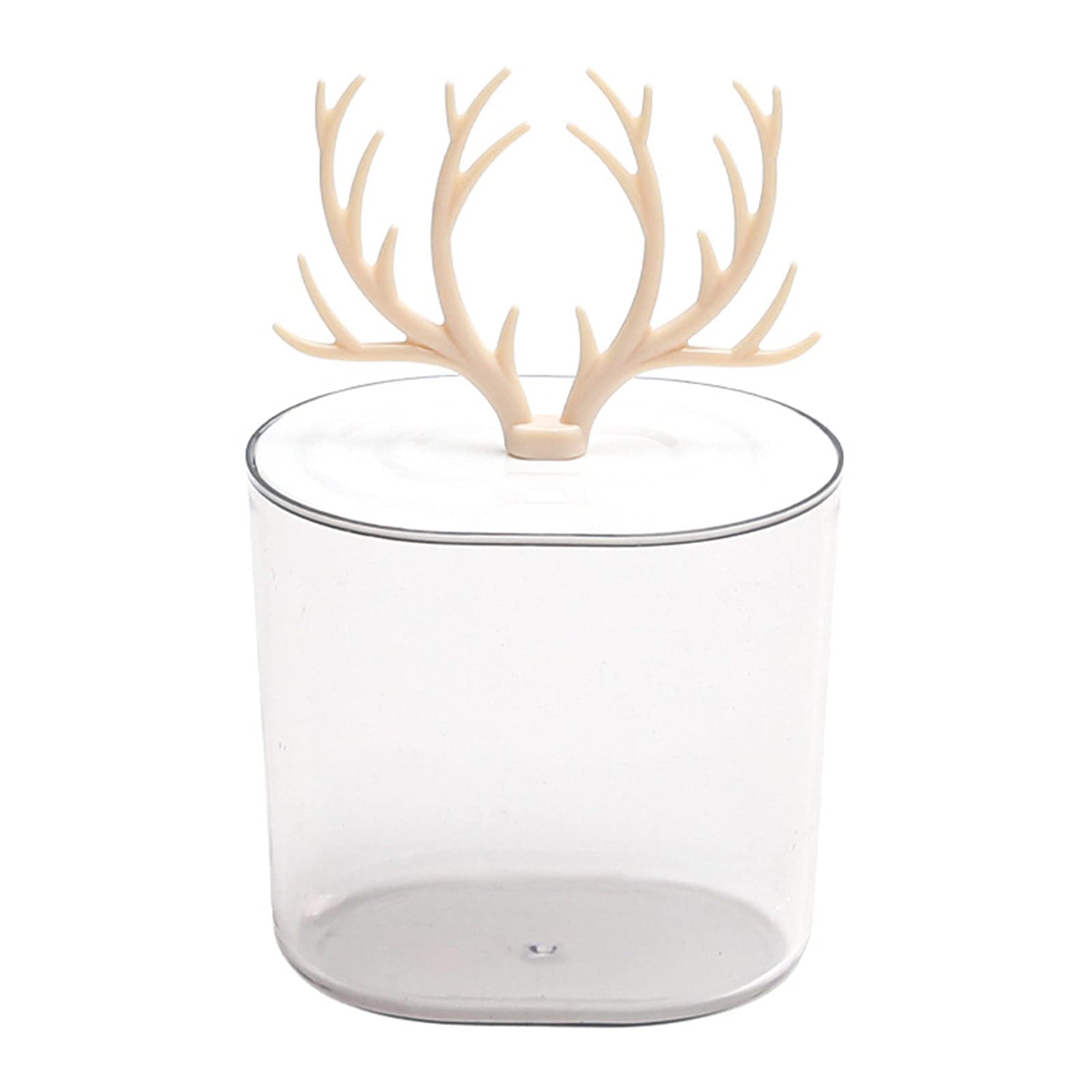 Antler-Shaped Plastic Storage Box - Multi-Function Organizer for Cotton Pads, Lipsticks & Home Essentials | Compact & Durable Apricot-Colored Container | Perfect for Bathroom, Vanity & Travel Organization