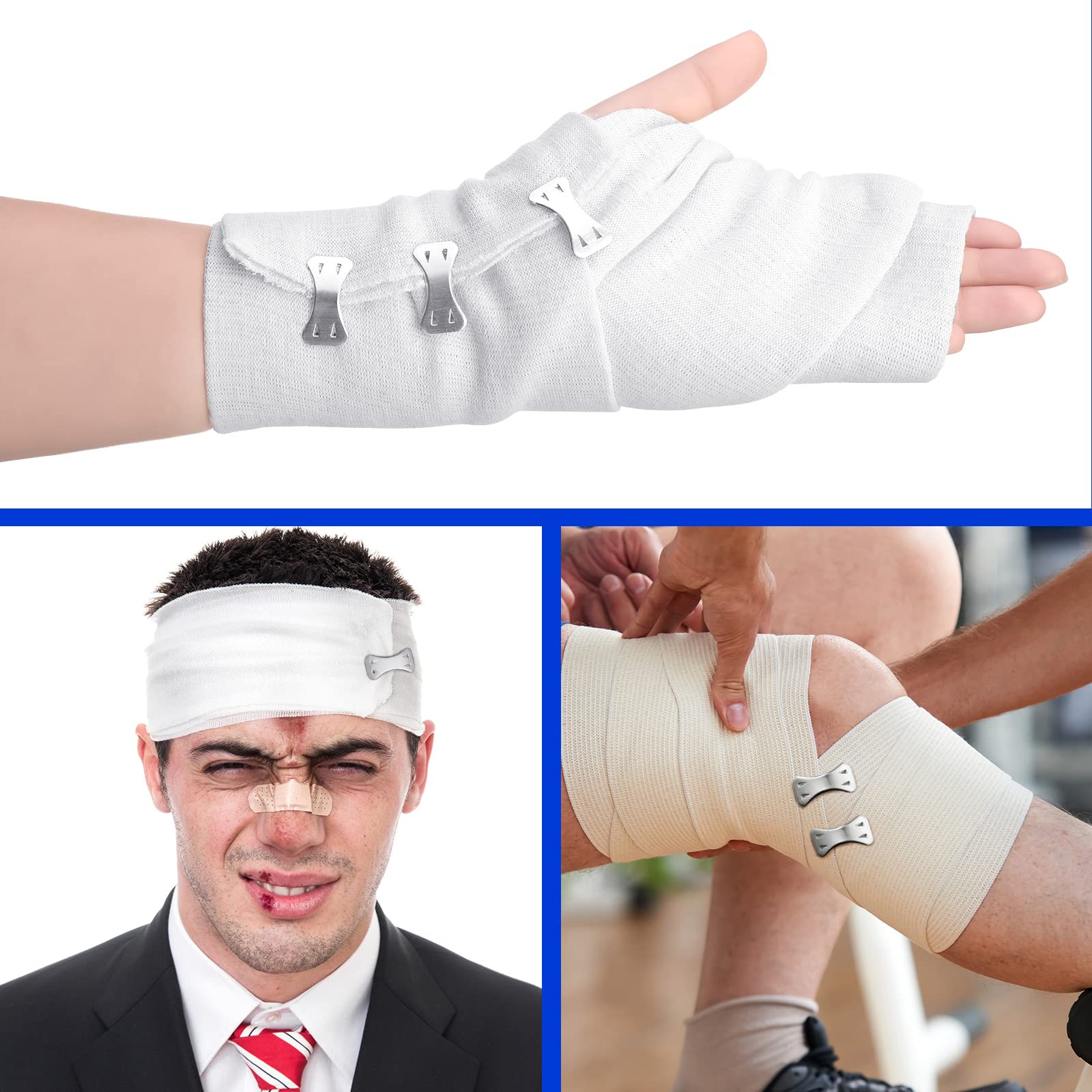 Tondiamo 50-Pack Elastic Bandage Clips - Durable Metal Aluminum Wrap Fasteners with Plastic Storage Box - Secure Replacement Pins for Medical & Sports Bandages - Perfect for First Aid Kits, Athletic Support & Veterinary Use