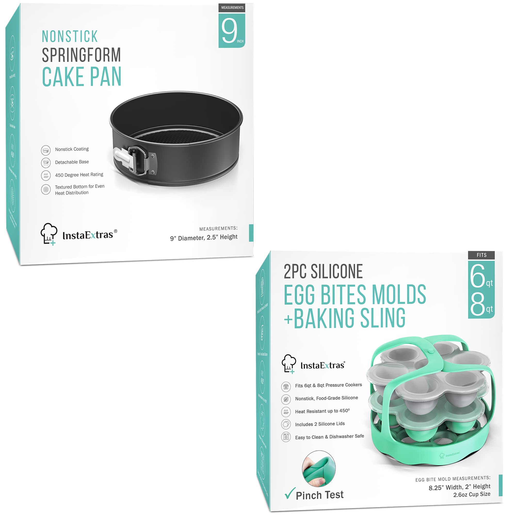 9-Inch Non-Stick Springform Cake Pan & Egg Bite Molds Set - 2 Pack Baking Essentials for Cheesecake, Quiche & Meal Prep | Dishwasher Safe & Heavy Duty