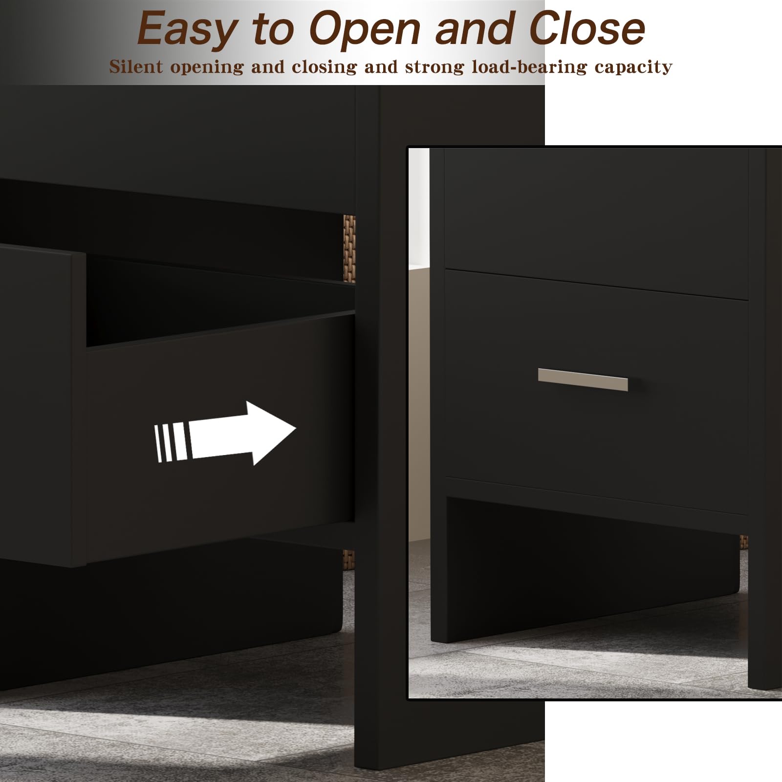 18 Inch Modern White Bathroom Vanity Set with Undermount Resin Sink - MDF Wood Cabinet & Black Countertop for Small Bathroom Remodel, Powder Room Upgrade or Master Bath Makeover
