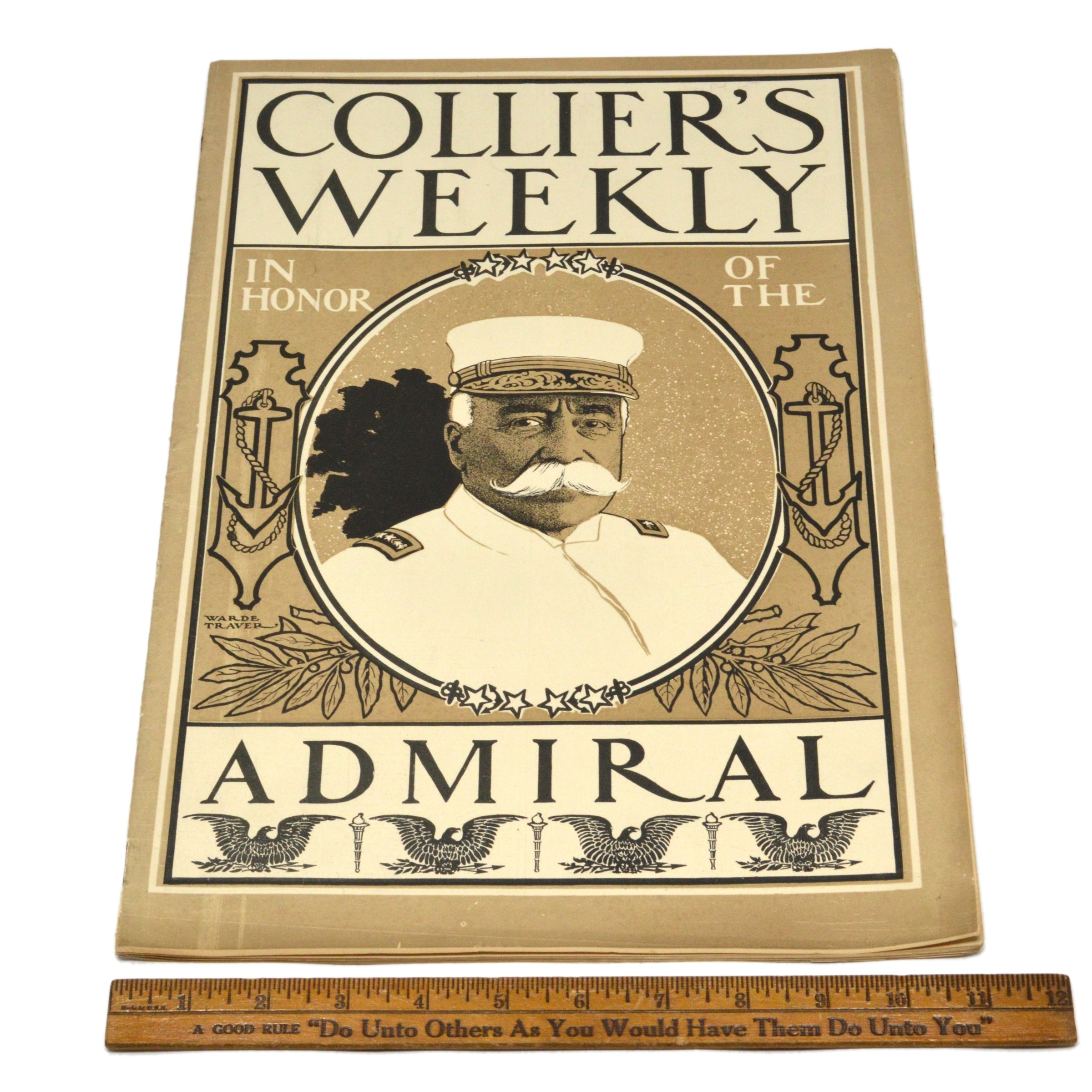 Antique COLLIER'S WEEKLY Magazine - October 14, 1899 Issue Featuring Admiral Warde Traver | Vintage Newspaper, Historical Collectible for War Memorabilia Enthusiasts & Home Decor | Perfect for History Buffs, Antique Collections, and Vintage-Themed Room Displays