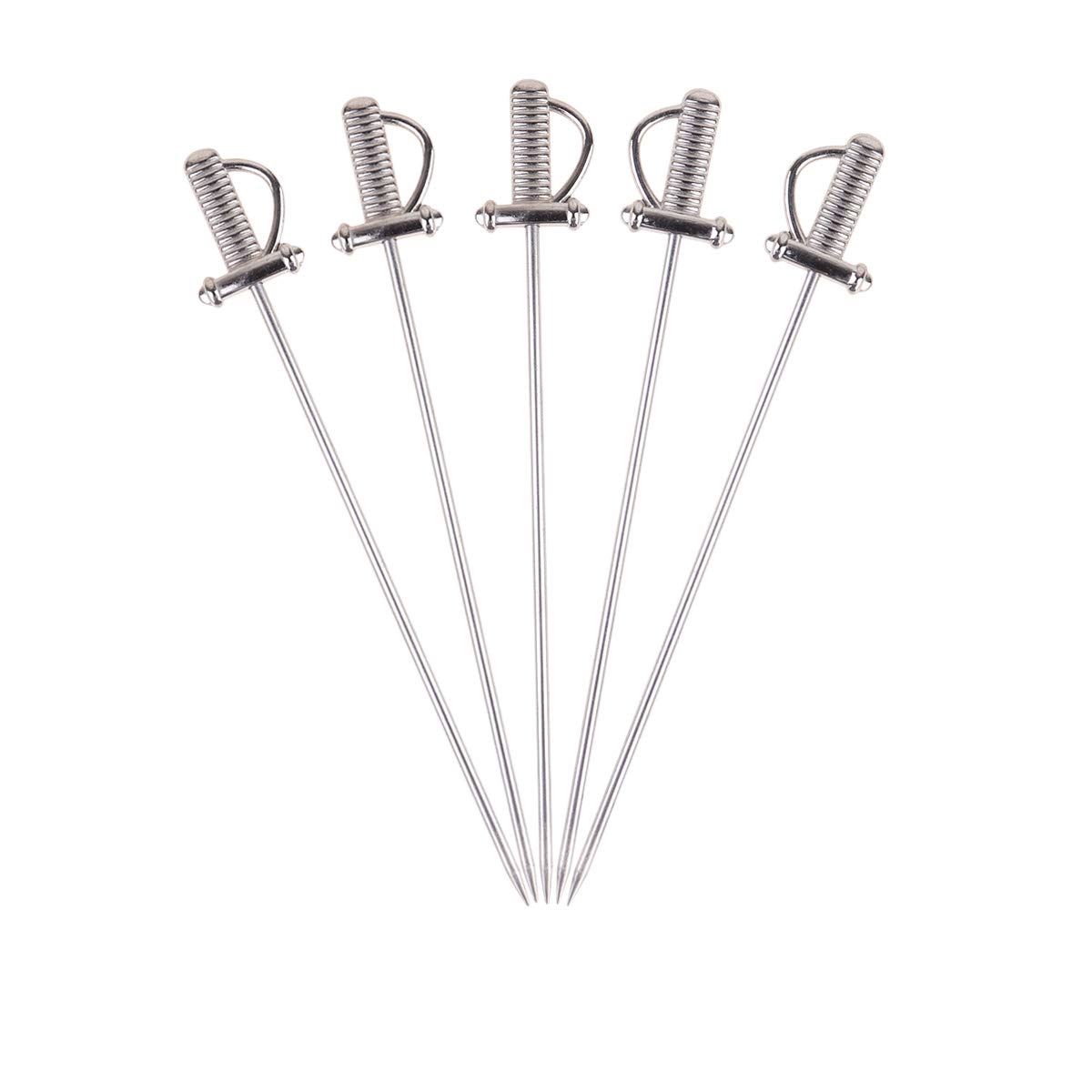 Reusable Stainless Steel Fruit Picks - 5pcs Cabilock Dessert Forks for Parties, Salads, Fruit Platters & Charcuterie Boards | Elegant Appetizer Serving Utensils