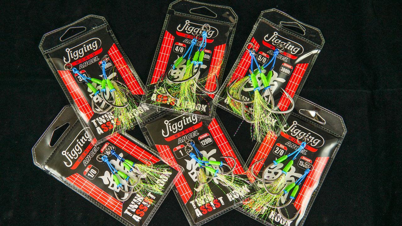 Jigging World Angel Twin Assist Hooks - Strong Saltwater Fishing Hooks for Tuna, Grouper & Snapper - Perfect for Offshore Deep Sea Jigging & Bottom Fishing