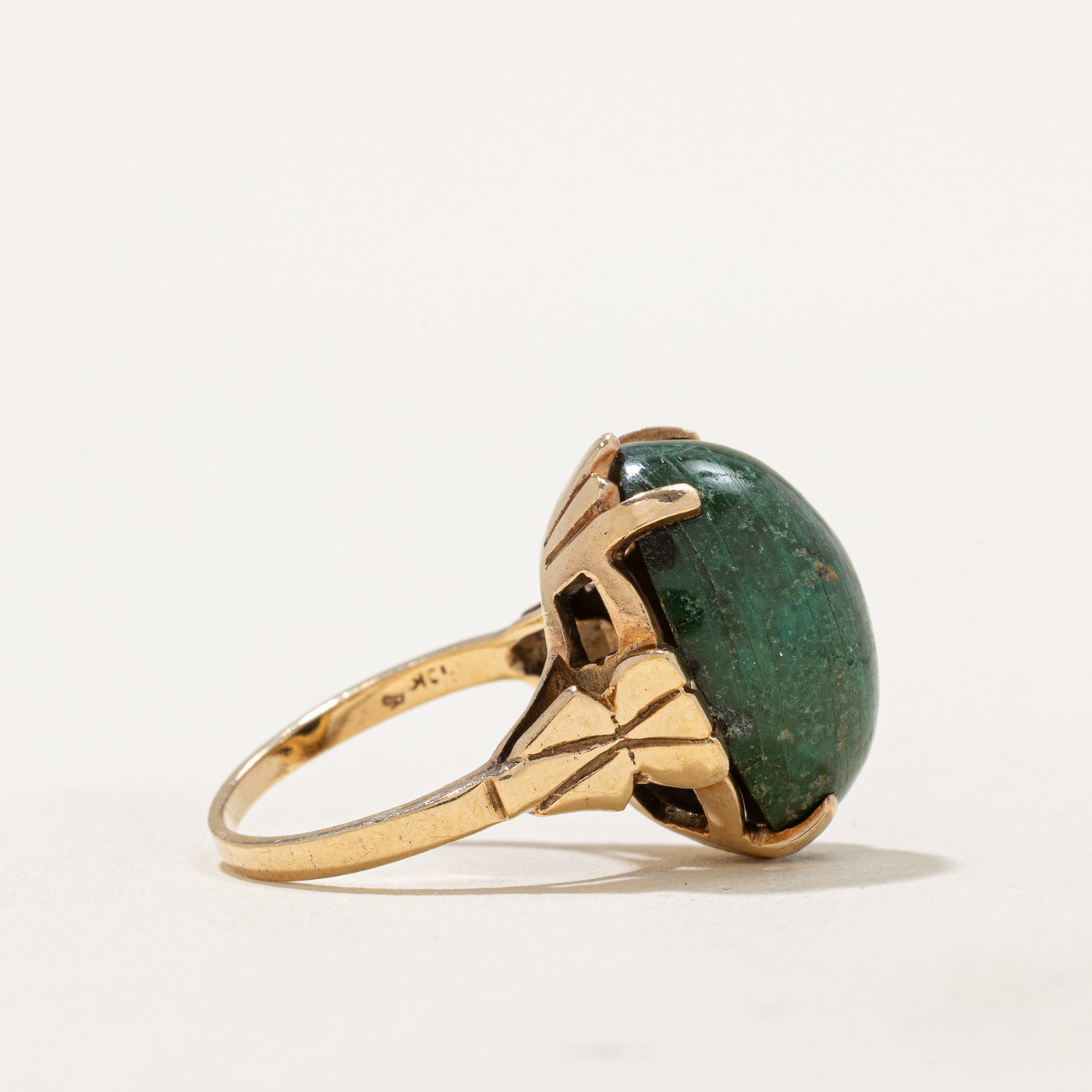 20.00ct Oval Malachite Cabochon Dome Ring - Size 5.5 - Handmade Gemstone Jewelry for Women - Perfect for Weddings, Parties & Special Occasions