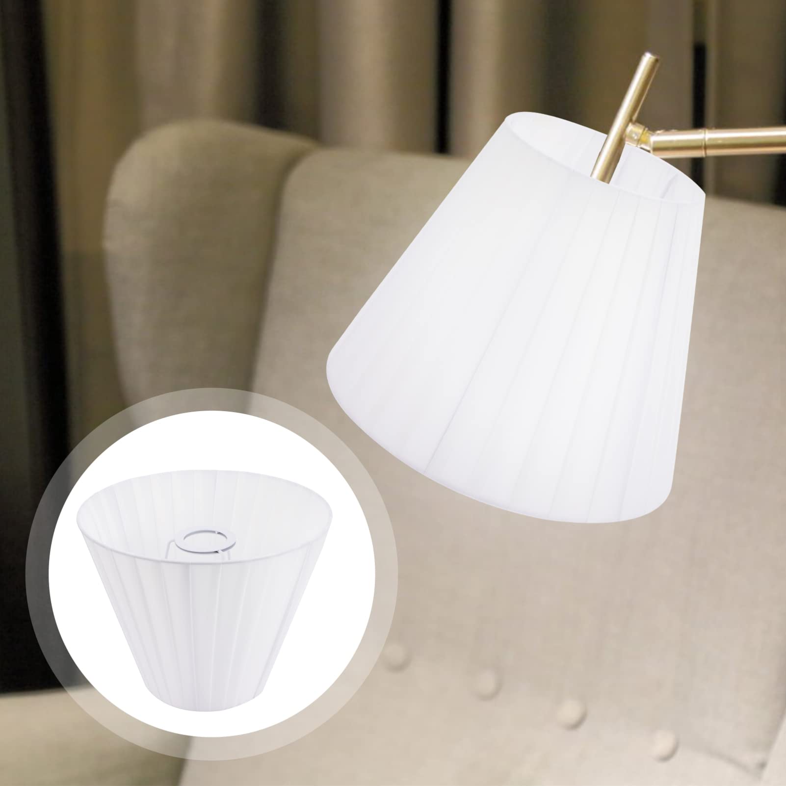 OSALADI White Fabric Lampshade - Floor Drum, Bell, Wall Sconce & Chandelier Cover - Removable Petal Design for Desk & Ceiling Lights - E27 Base - Perfect for Living Room, Bedroom & Office Decor
