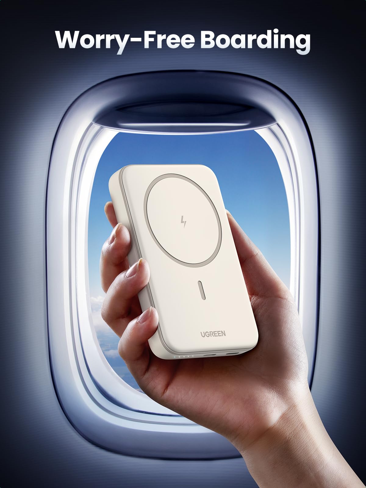 UGREEN 10000mAh Magnetic Power Bank with PD 20W Fast Charging | Built-in USB C Input/Output | Includes 60W 0.5M Cable | Compatible with MagSafe & iPhone 16/15 Pro Max Series (White) | Perfect for Travel, Work, and On-the-Go Charging