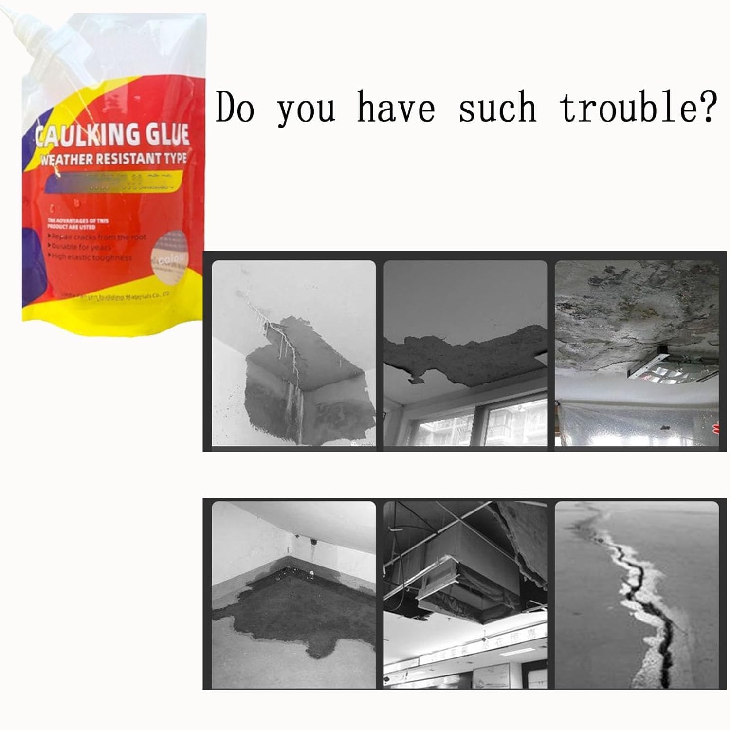 Concrete Crack Filler & Waterproof Sealant - Caulking Glue for Roof, Wall & Floor Repair - Leak Proof Sealer for Concrete Surfaces (1 Pack) - Ideal for Home Foundation, Basement & Driveway Repairs
