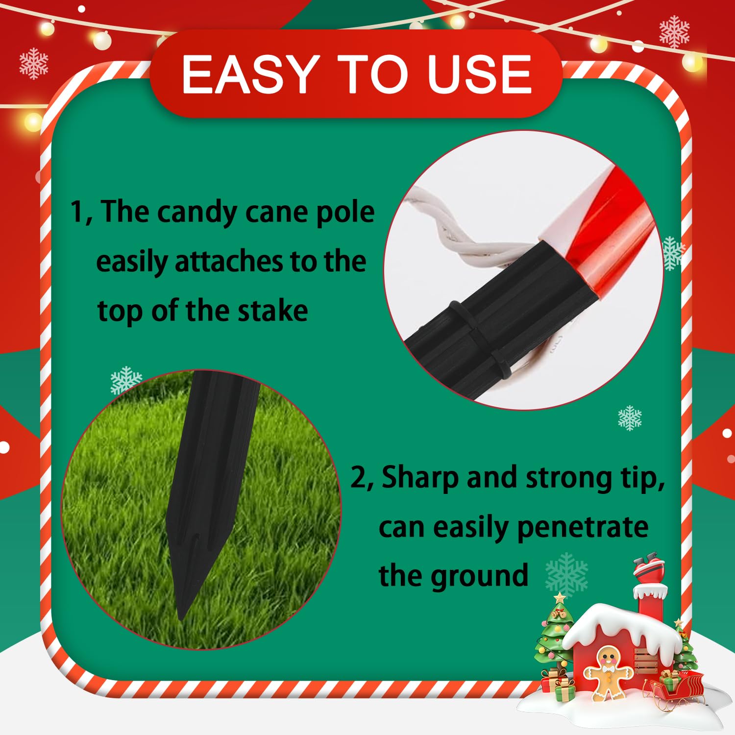40-Pack Christmas Candy Cane Light Replacement Stakes - 0.6