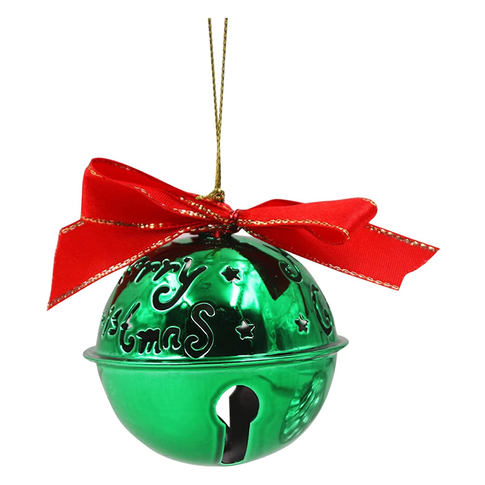 YUYVIO Christmas Wrought Iron Bell Pendants - Set of Decorative Hanging Bells for Holiday Window Display, Shopping Mall & Wall Decor (Green, Random Letters) - Perfect for Christmas Tree Ornaments, Home & Store Holiday Decoration