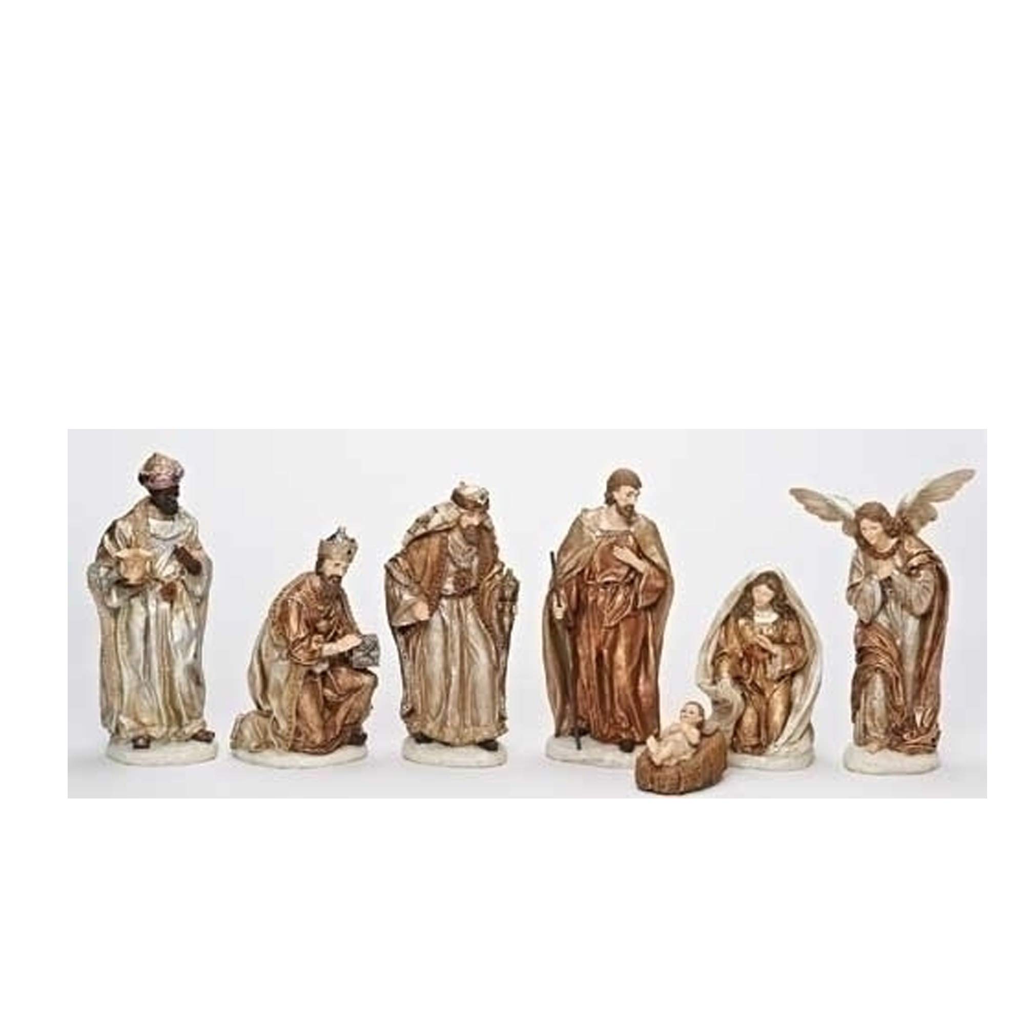 7-Piece Brown Religious Christmas Nativity Figurine Set 12