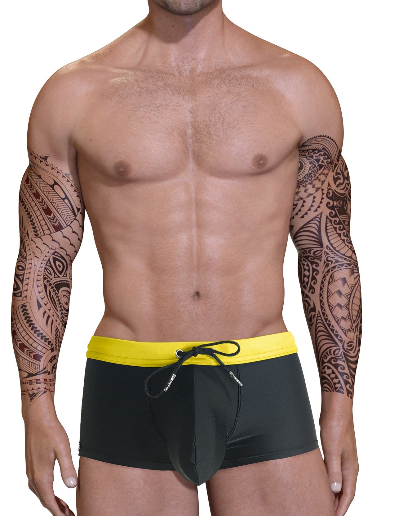 Wildmant Big Boy Swim Trunks - Square Cut Yellow Men's Swimwear for Beach, Pool & Vacation | Comfortable & Stylish Swim Shorts