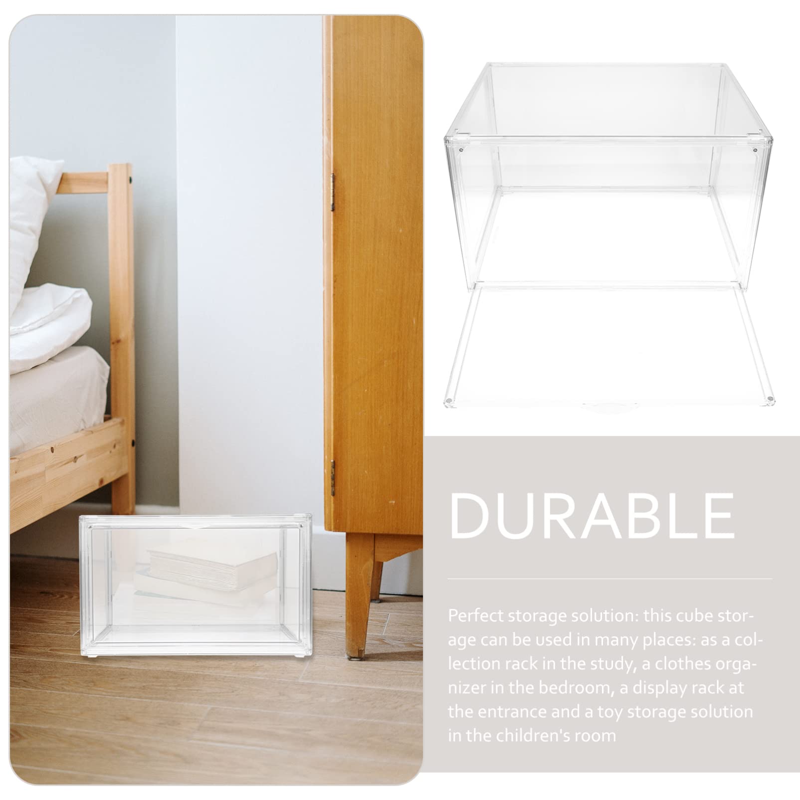 Clear Acrylic Book Display Case - Stackable Storage Box for Classroom, Home & Office - Small Organizer for Books, Documents & Supplies - Perfect for Teachers, Students & Professionals