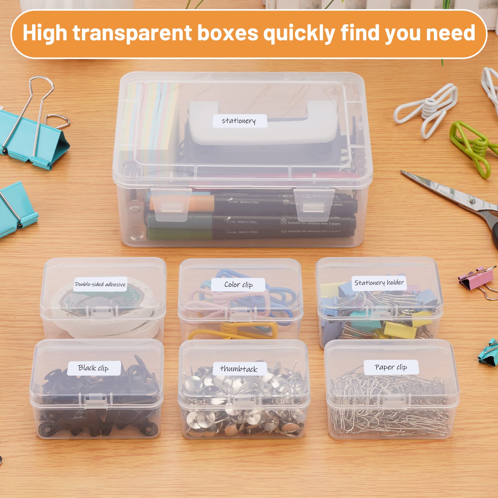 Mathtoxyz 2-Pack Clear Plastic Bead Storage Containers - Small Rectangle Organizer Boxes for Jewelry Making, Nail Art, DIY Crafts & Hardware Storage (Perfect for Beads, Screws, Batteries & Craft Supplies)