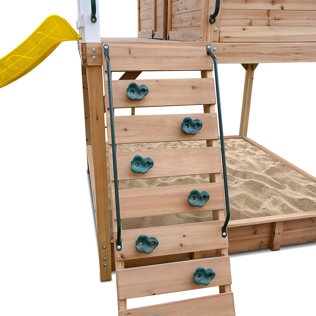 Winchester Kids Playhouse with 1.45m Elevated Platform & 3m Yellow Slide - Outdoor Wooden Cubby House for Backyard, Garden, and Playground Adventures