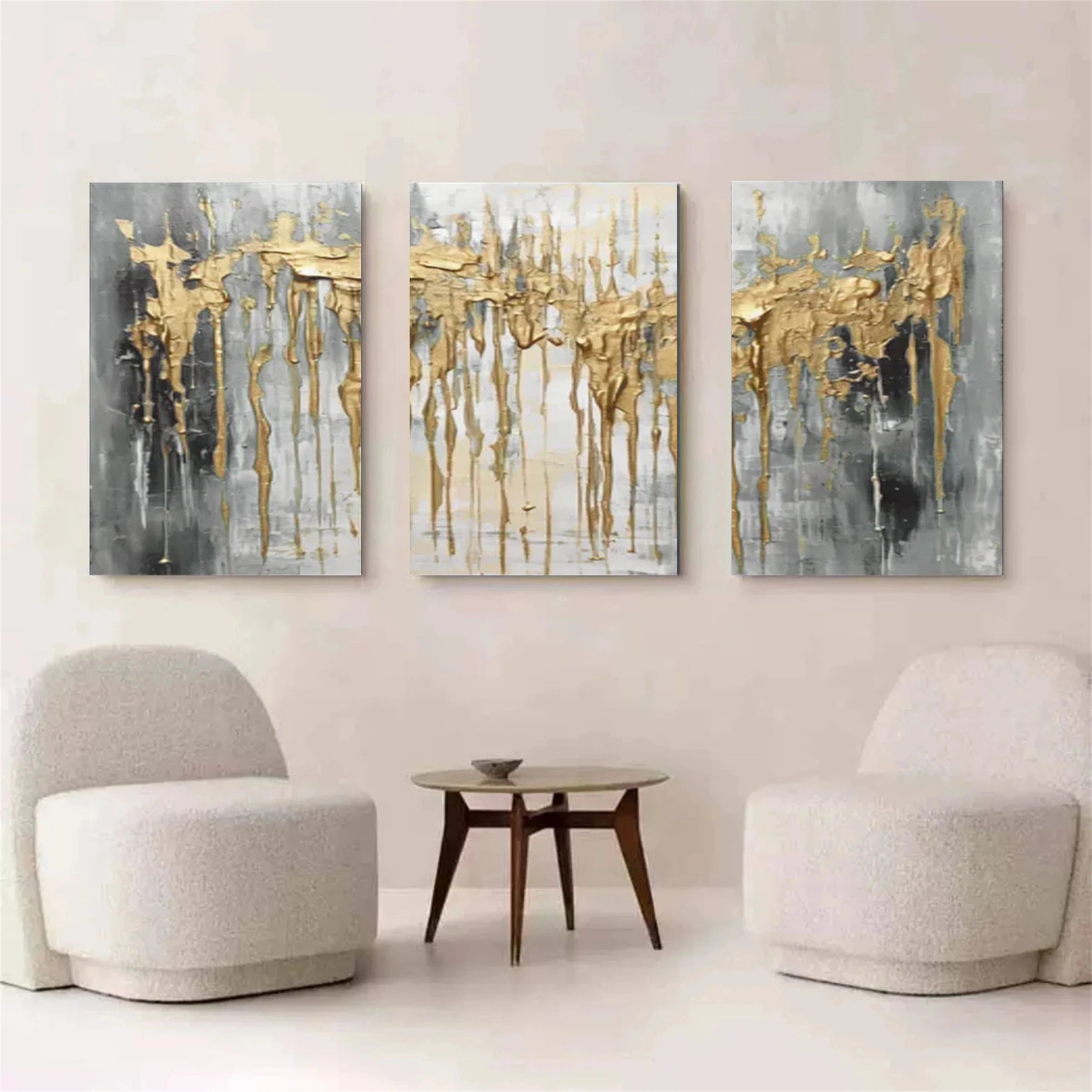 Abstract Painting Set of 3 - Modern Wall Art Canvas Prints #AB136 - Perfect for Living Room, Bedroom & Office Decor