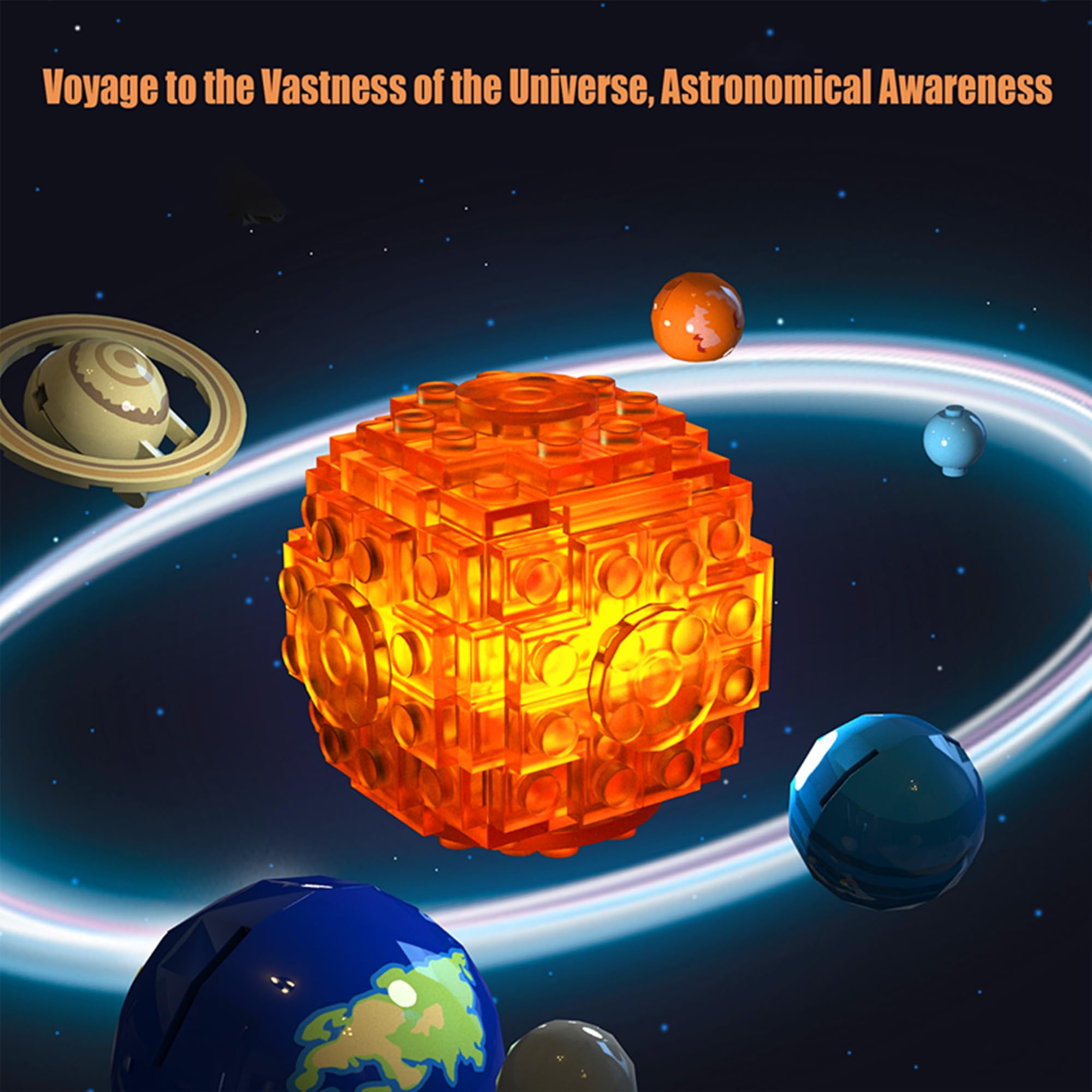 Rotating Solar System Building Blocks with LED Lights - 775pcs STEM Educational Toy for Kids Ages 8-14 | Astronomy Science Kit with Rocket Model | Perfect Gift for Boys & Girls | Great for Classroom Learning & Space Exploration Play