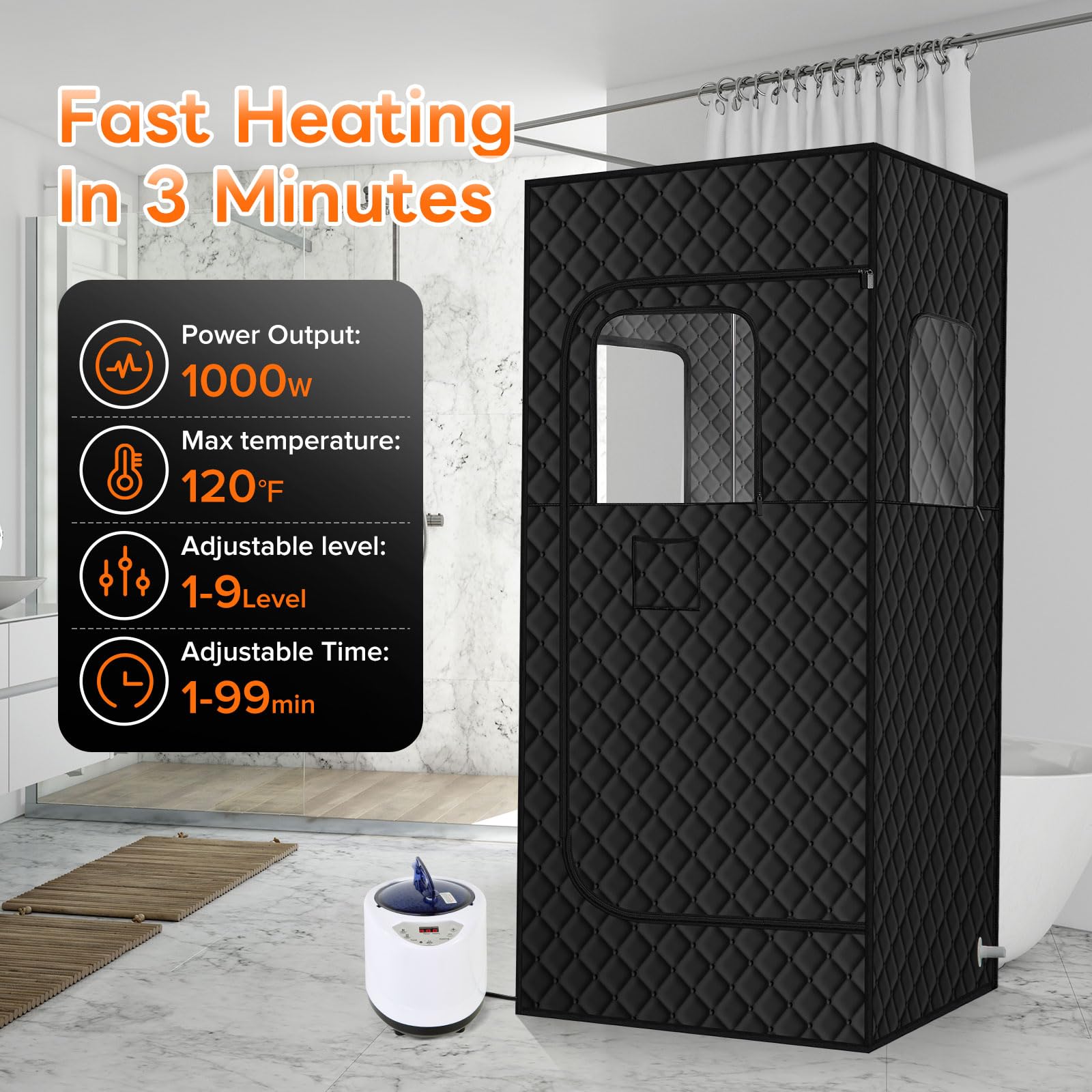 Portable Sauna Tent for Home Use - 2.6L Steam Sauna Box with Remote Control | Indoor & Outdoor Personal Sauna (32