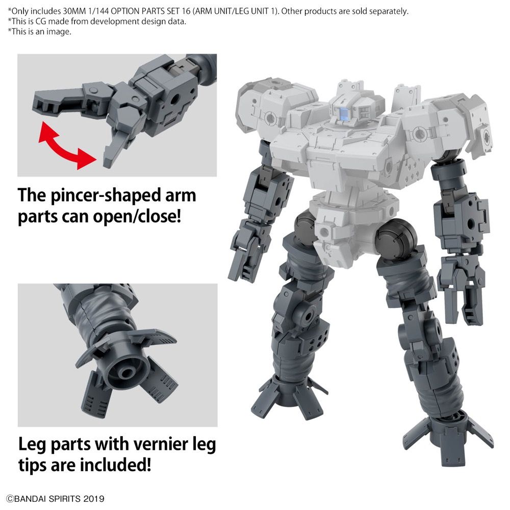 Bandai 30 Minutes Missions 30MM W 29 1/144 Option Parts Set 16 (Arm Unit / Leg Unit 1) Model Kit - Customizable Robot Building Kit for Hobbyists and Collectors - Perfect for DIY Projects, Display, and Action Figure Customization