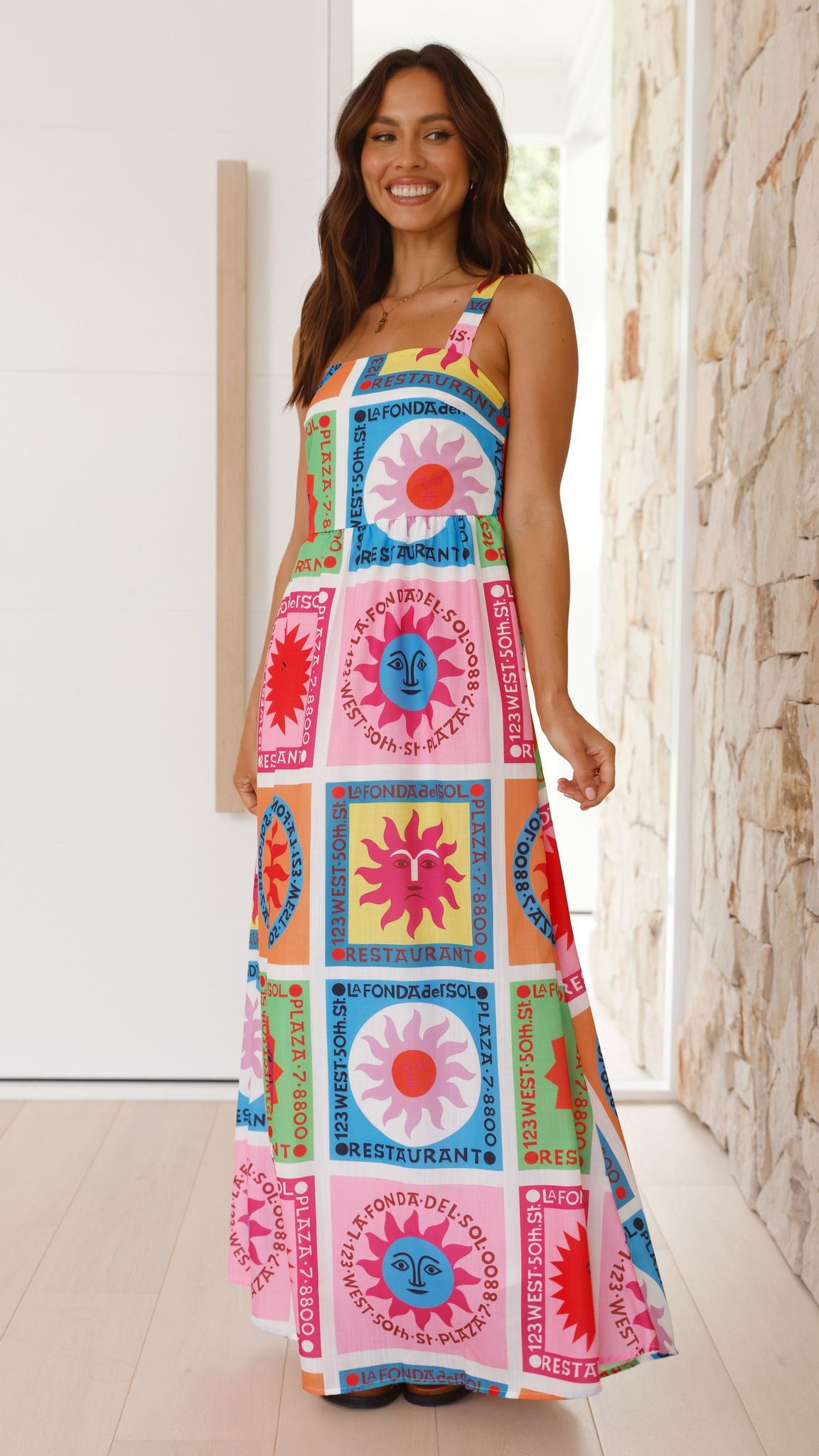 Amira Maxi Dress for Women - Floral Sun Print, Multi-Color Summer Dress - Perfect for Beach, Vacation & Casual Outings