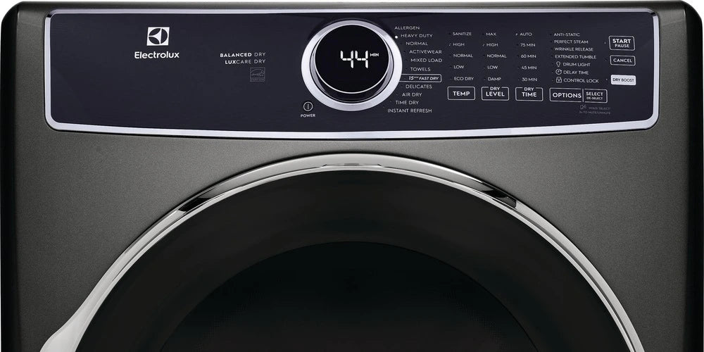 Electrolux 8.0 cu ft 27 Inch Wide Electric Dryer with 15 Minute Fast Dry Option - ELFE763CAT - Perfect for Large Laundry Loads in Homes & Apartments