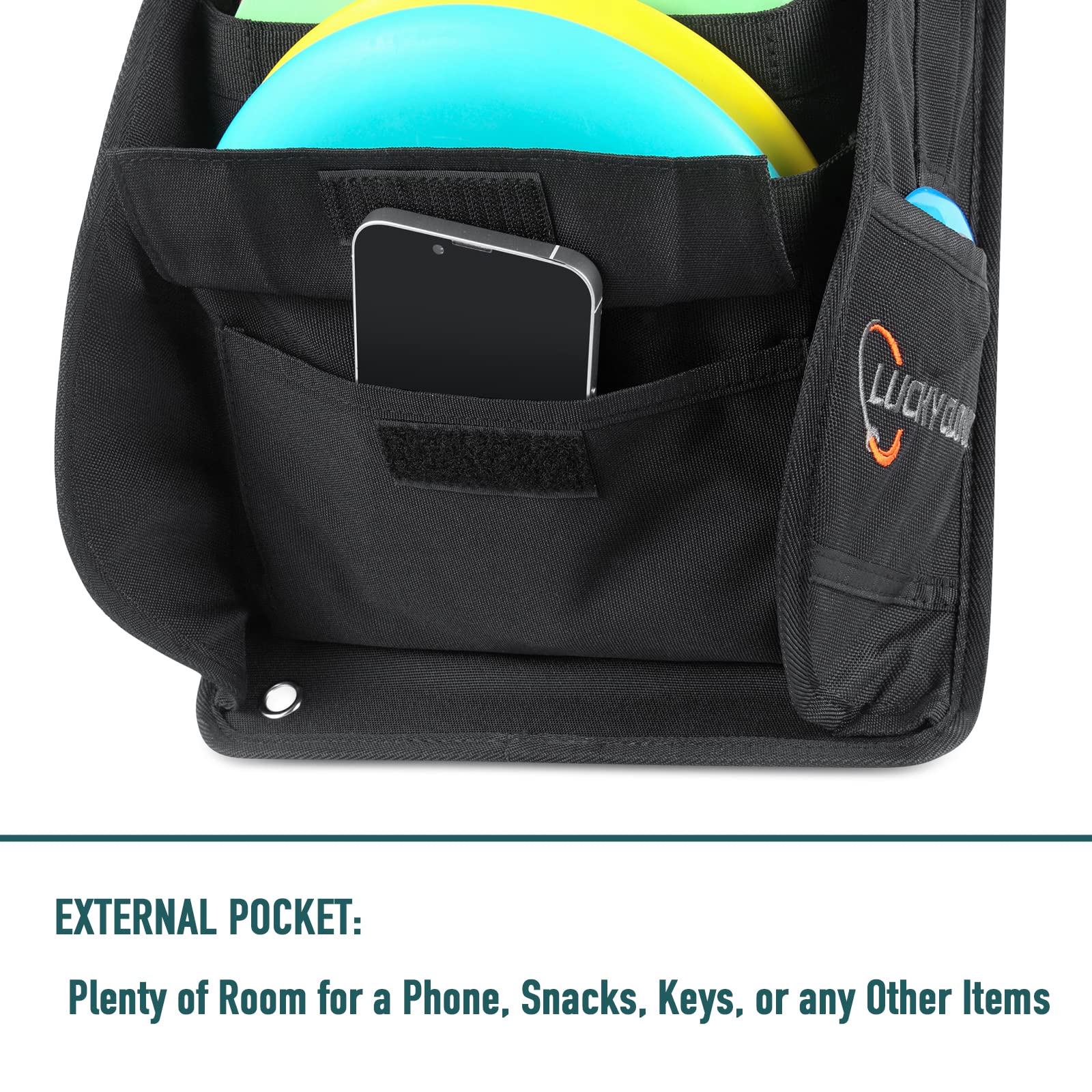 **LUCKY CLOVER Disc Golf Cart Putter Pouch – Velcro Strap Storage Bag for Discs & Accessories | Fits Most Disc Golf Carts | Perfect for Tournaments & Practice Rounds**