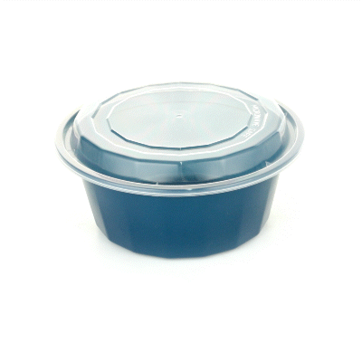 32 oz Round Midnight Blue Plastic Food Storage Containers with Clear Lids - Microwave Safe, BPA Free (100-Pack, 7.25