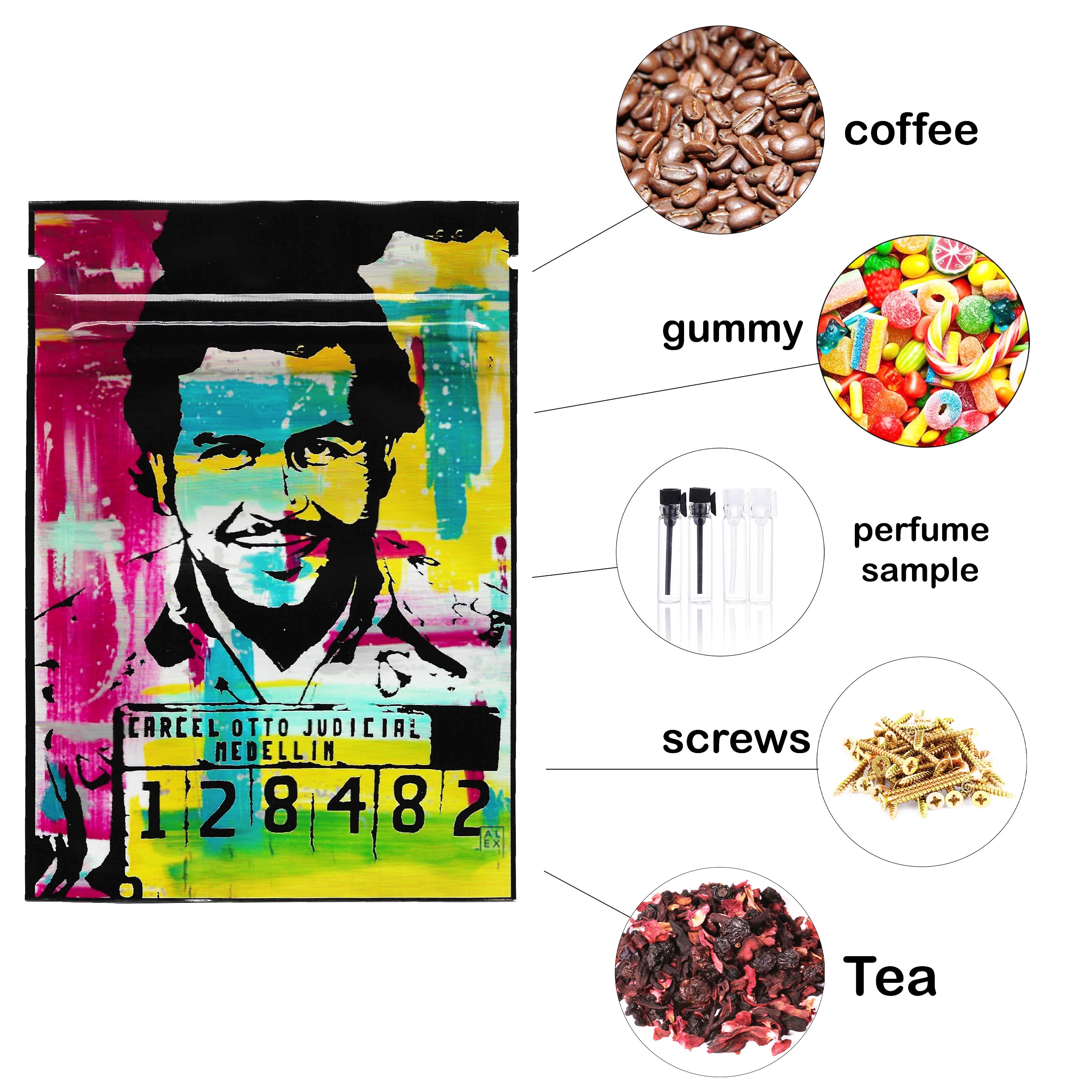 100 Cali Packs 3.5G Smell Proof Mylar Bags | Resealable Food Storage Pouches for Herbs, Snacks & Travel | Airtight Moisture-Proof Container for Cannabis, Tea & Coffee