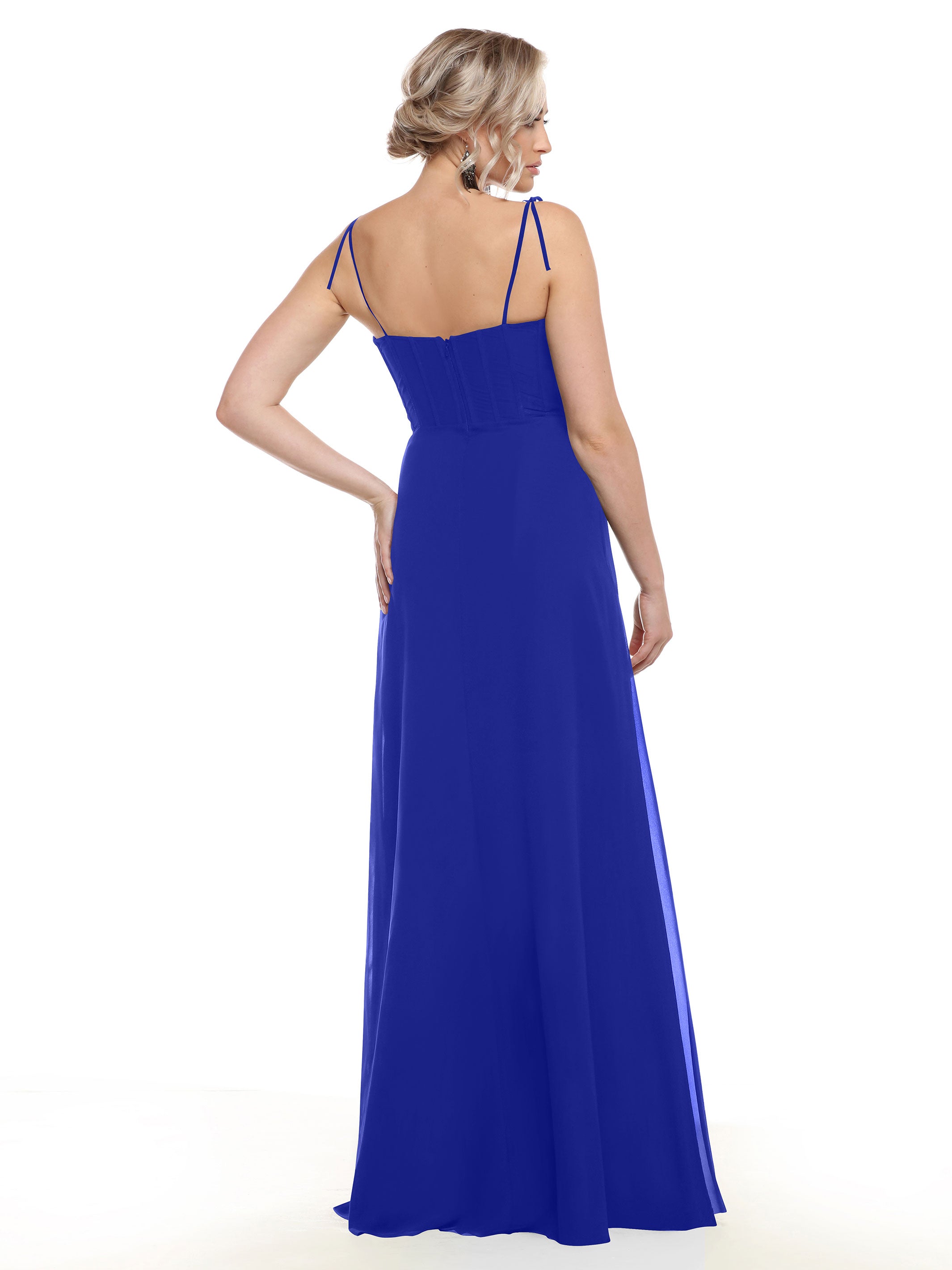 Elegant 80144 Chiffon A-Line Bridesmaid Dress with V-Neck & Spaghetti Straps - Perfect for Weddings, Formal Events & Special Occasions