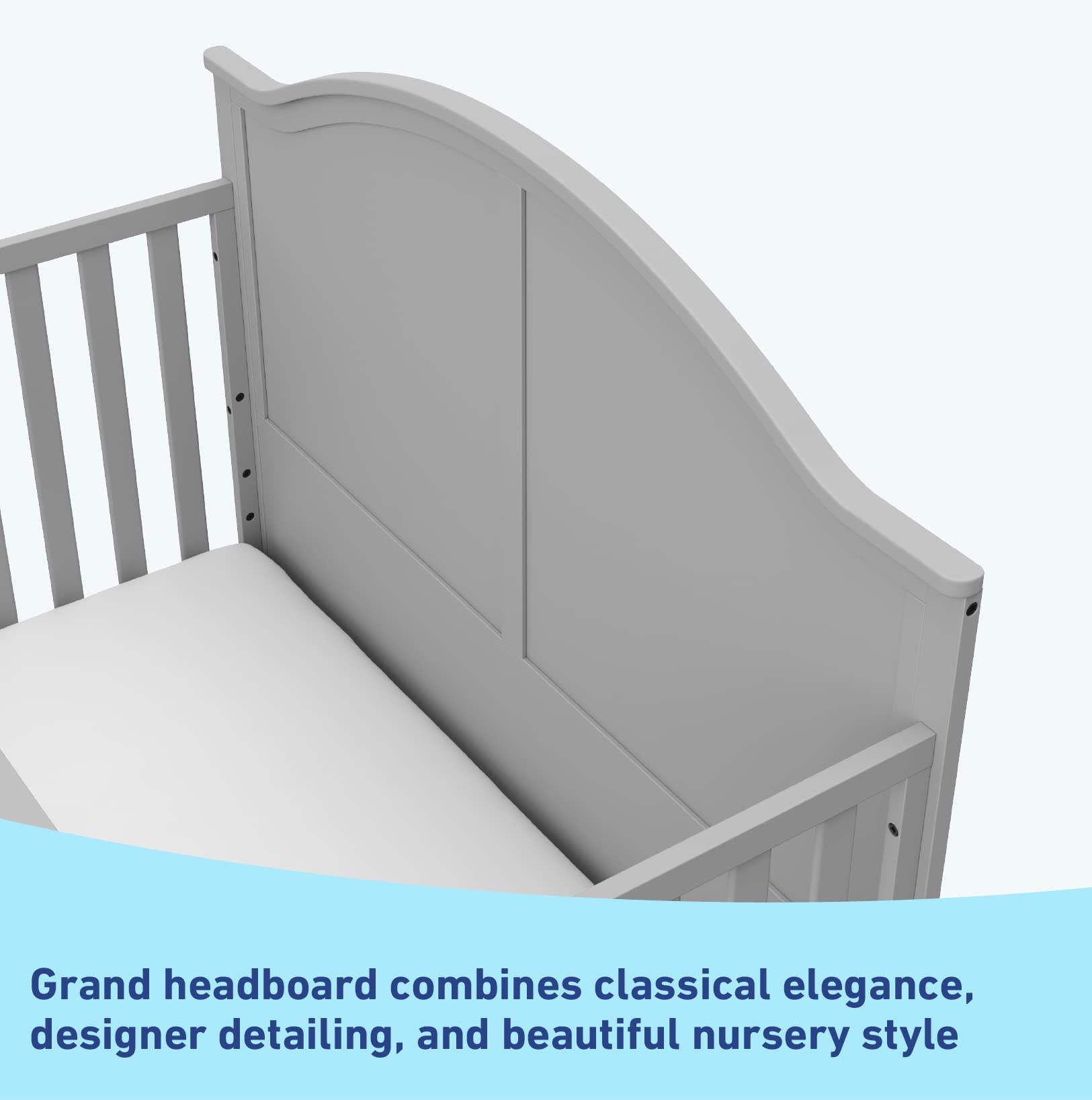 Graco Wilfred 5-in-1 Convertible Baby Crib in Pebble Gray – GREENGUARD Gold Certified, Converts to Toddler Bed & Full-Size Bed, Adjustable Mattress Base, Fits Standard Crib Mattress – Perfect for Nursery, Daycare or Guest Room
