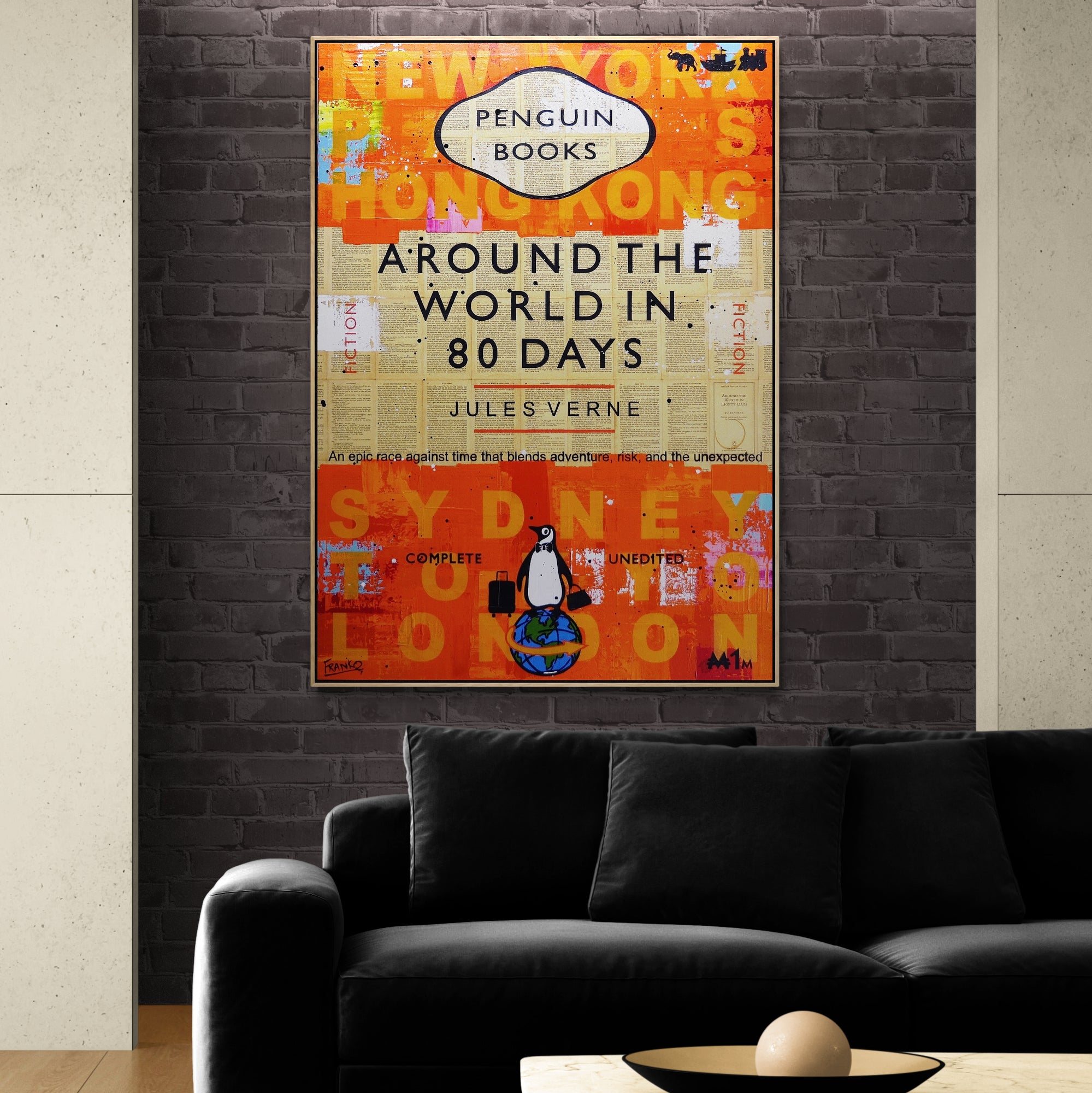 80 Days Urban Pop Book Club Painting - 100cm x 140cm Modern Art Wall Decor for Living Room, Bedroom & Office | Perfect Gift for Book Lovers & Literary Enthusiasts