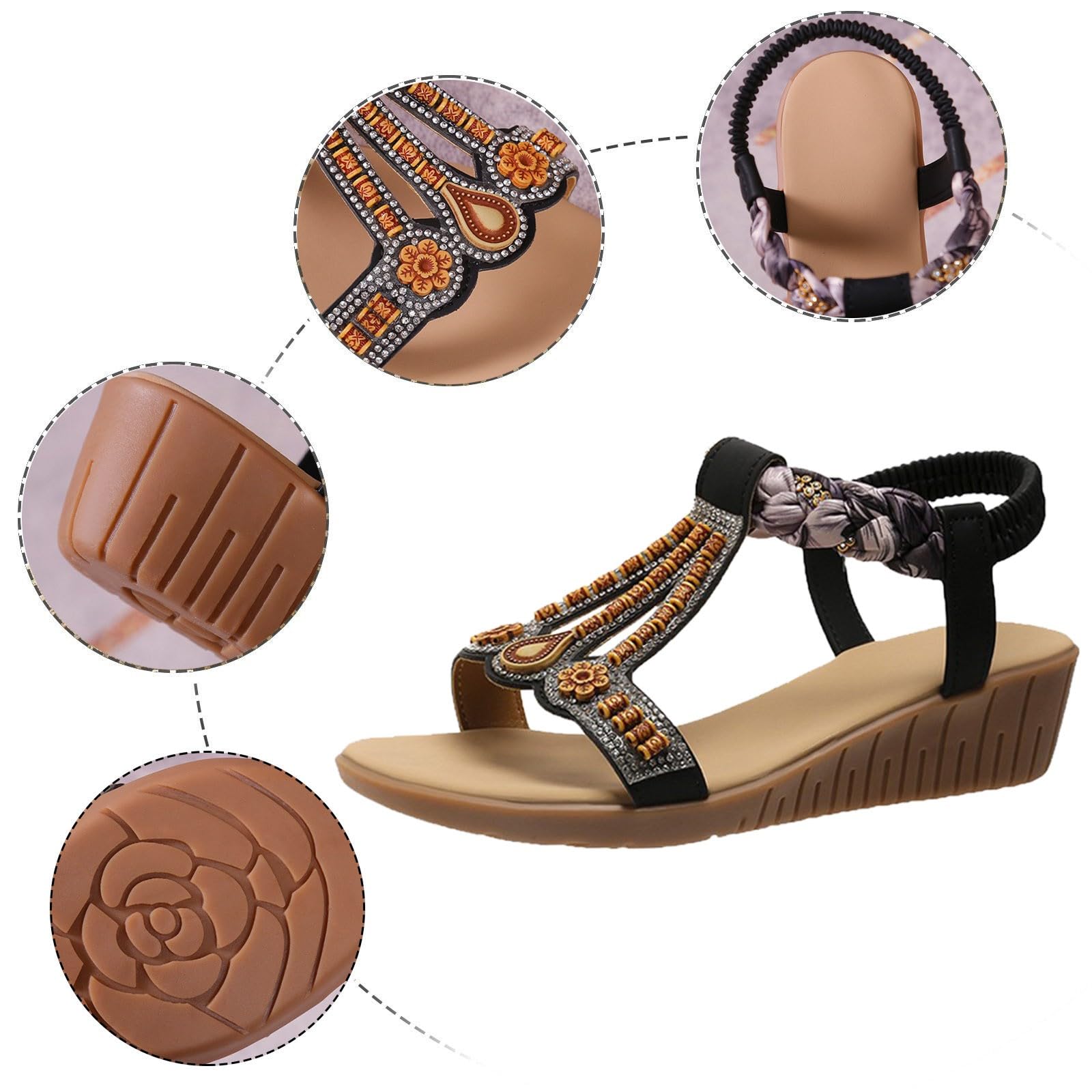 WILLBEST Women's Navy Blue Platform Sandals - Lightweight Summer Beach Thong Sandals with Non-Slip Sole for Casual Wear, Walking, and Outdoor Activities