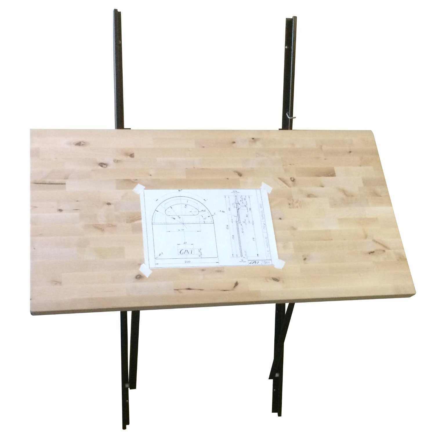 Heavy Duty Adjustable Height Folding Workbench with Solid Wood Butcher Block Top - Wall Mount Garage Work Table for DIY, Woodworking, Home & Office Use by GAVI