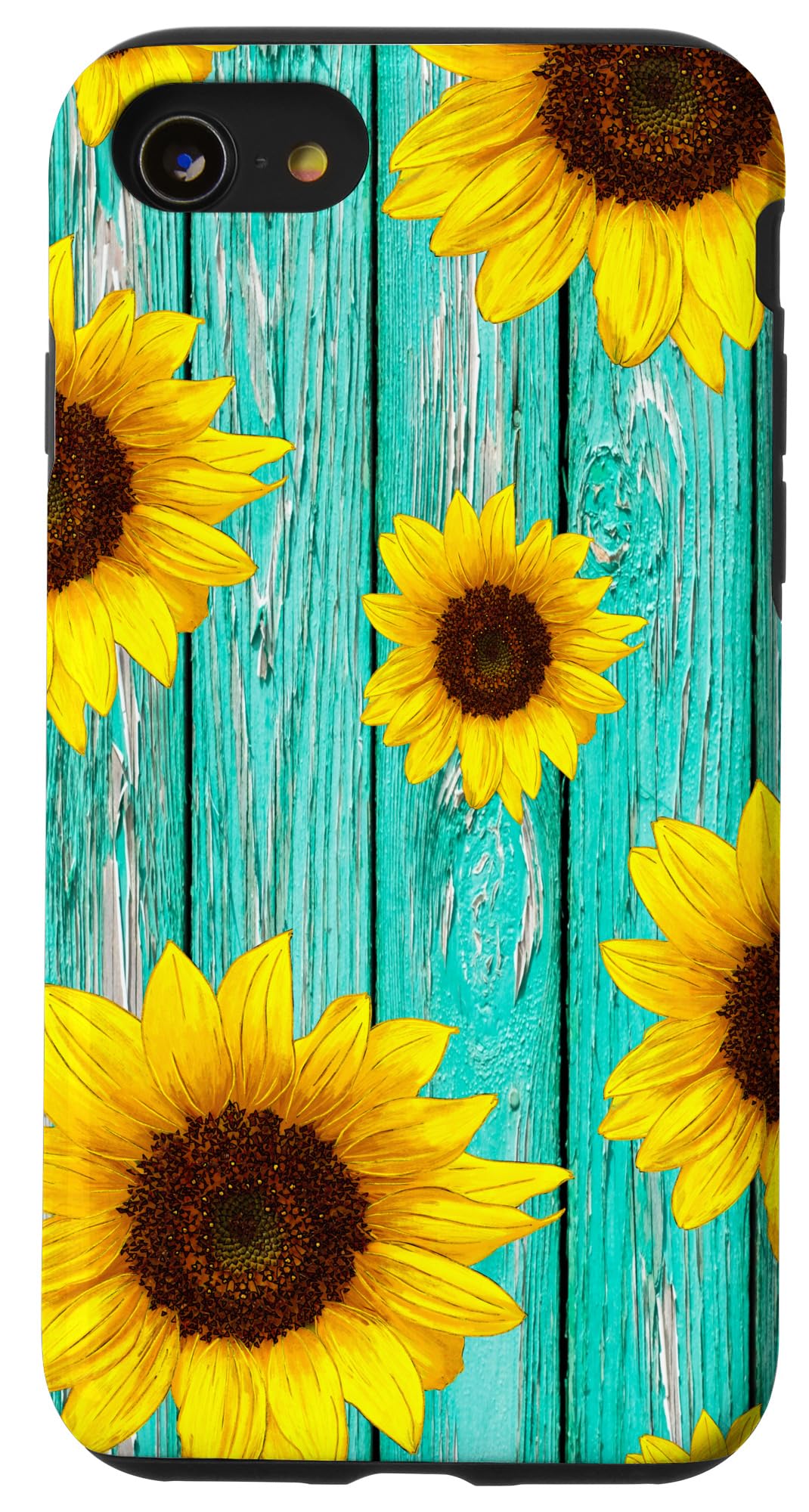 iPhone SE (2020)/7/8 Rustic Wood & Sunflower Phone Case - Durable Protective Cover with Cute Floral Design - Perfect Gift for Women & Girls - Ideal for Everyday Use, Travel & Outdoor Activities