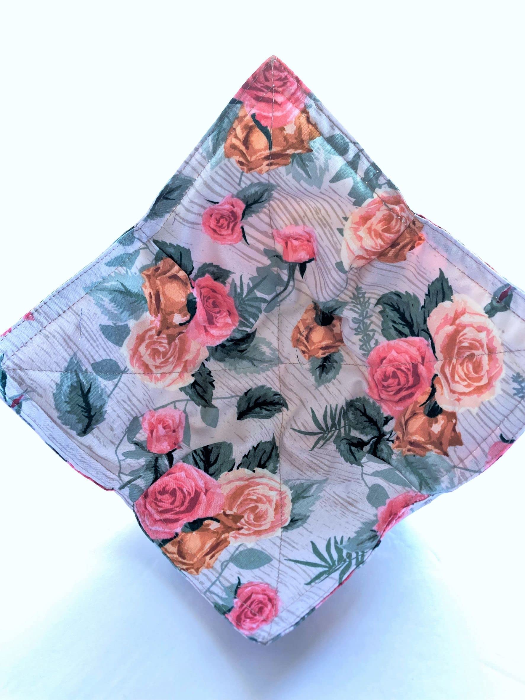 Set of 2 Microwave Bowl Cozies - Emily Floral Cotton Hot Pads for Bowls (8.5 Inches) - Grey with Pink & Teal Green Print - Perfect for Hot Soup, Oven Dishes & Microwave Meals