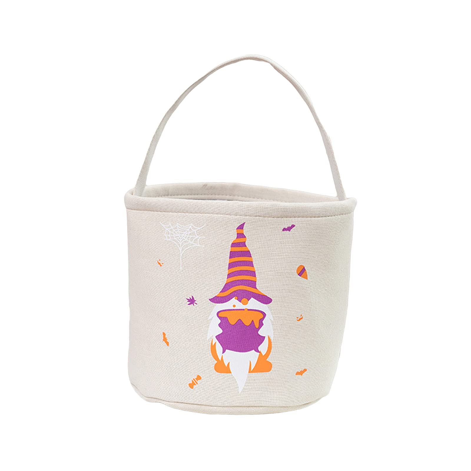 Halloween Trick or Treat Pumpkin Bucket - Reusable Cloth Candy Bag for Kids, Scary Witch Skeleton Spider Design - Perfect for Halloween Parties, Trick-or-Treating & Spooky Decorations