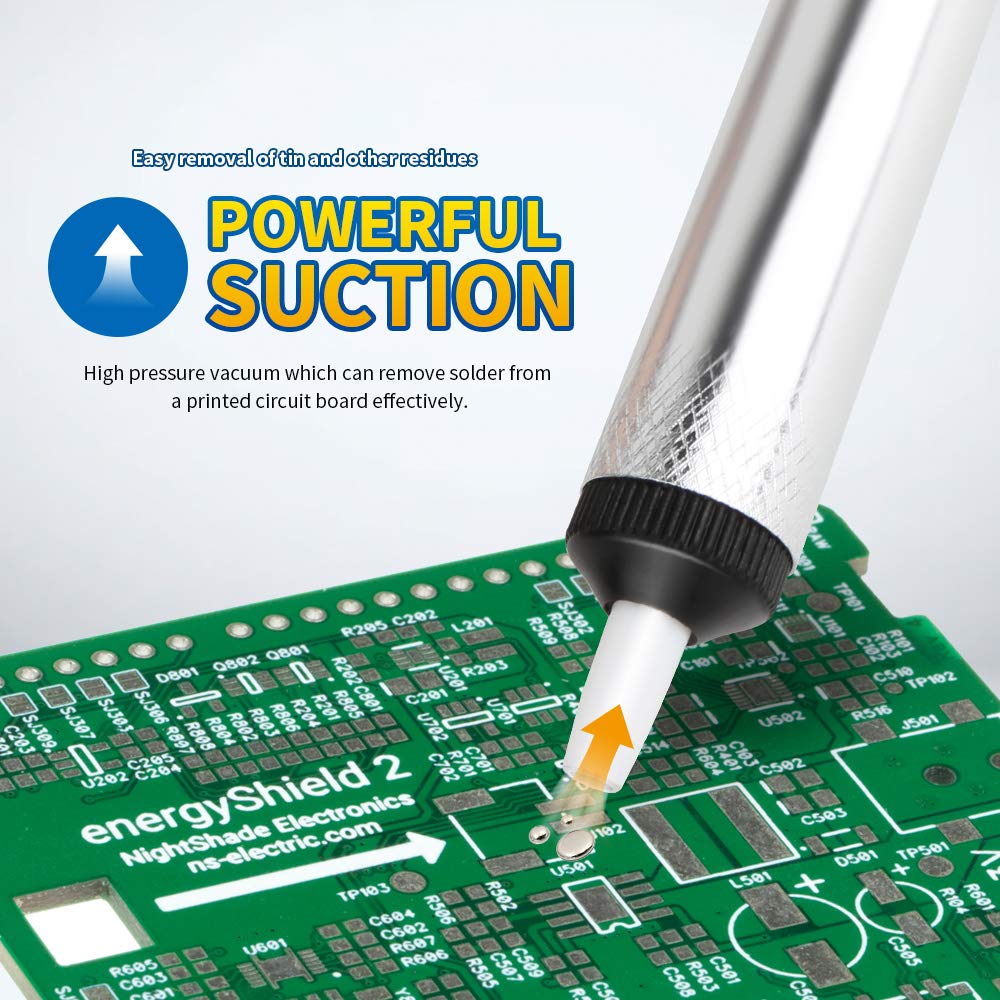 Teenitor Desoldering Pump - 3pcs Solder Sucker Vacuum Tool Kit for Electronics Repair, PCB Work, and DIY Soldering Projects | Efficient Solder Removal for Circuit Boards, Wires, and Components