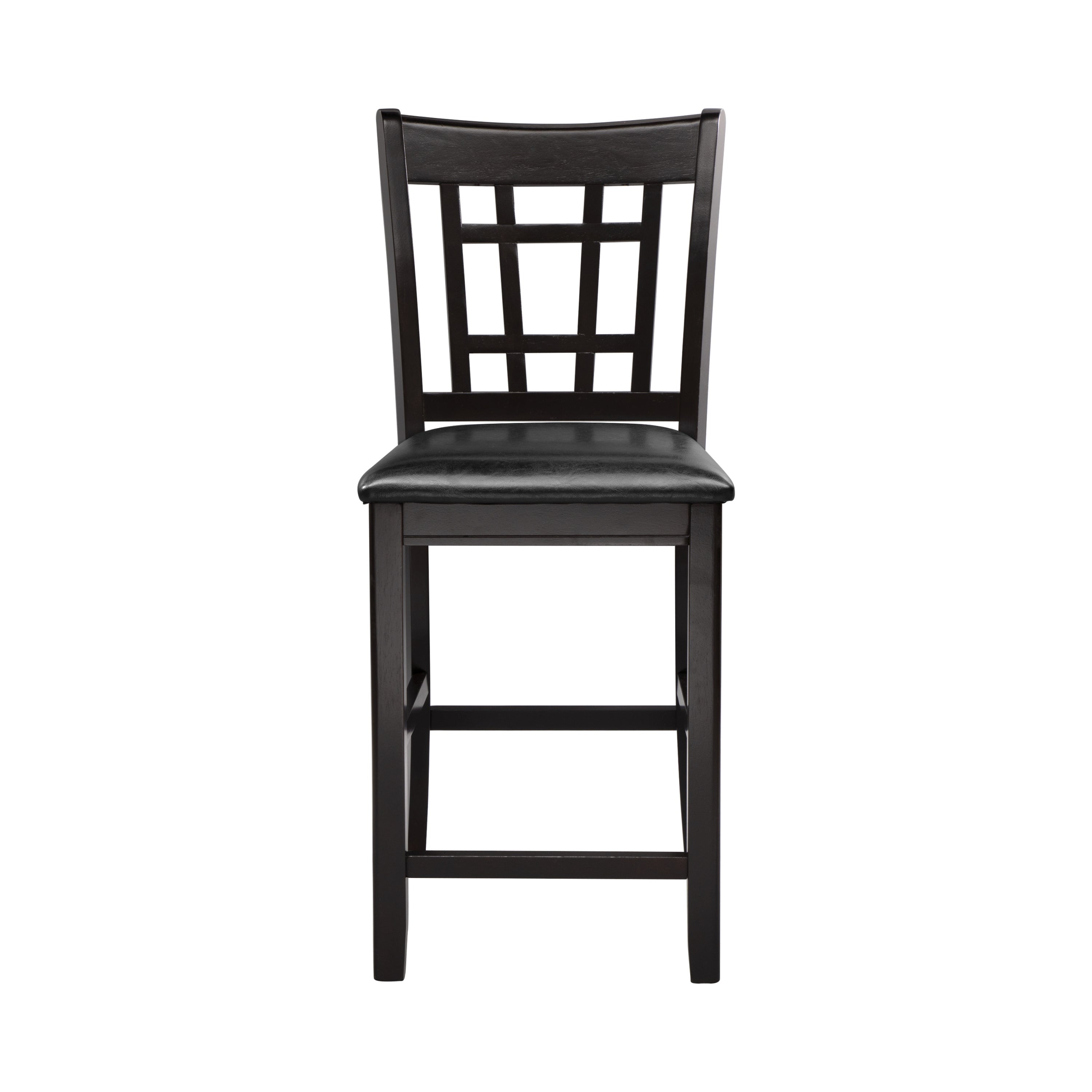 2-Piece Dark Cherry Faux Leather Counter Height Dining Chairs - Classic Style Bar Stools for Kitchen Island, Breakfast Nook & Pub Table Seating